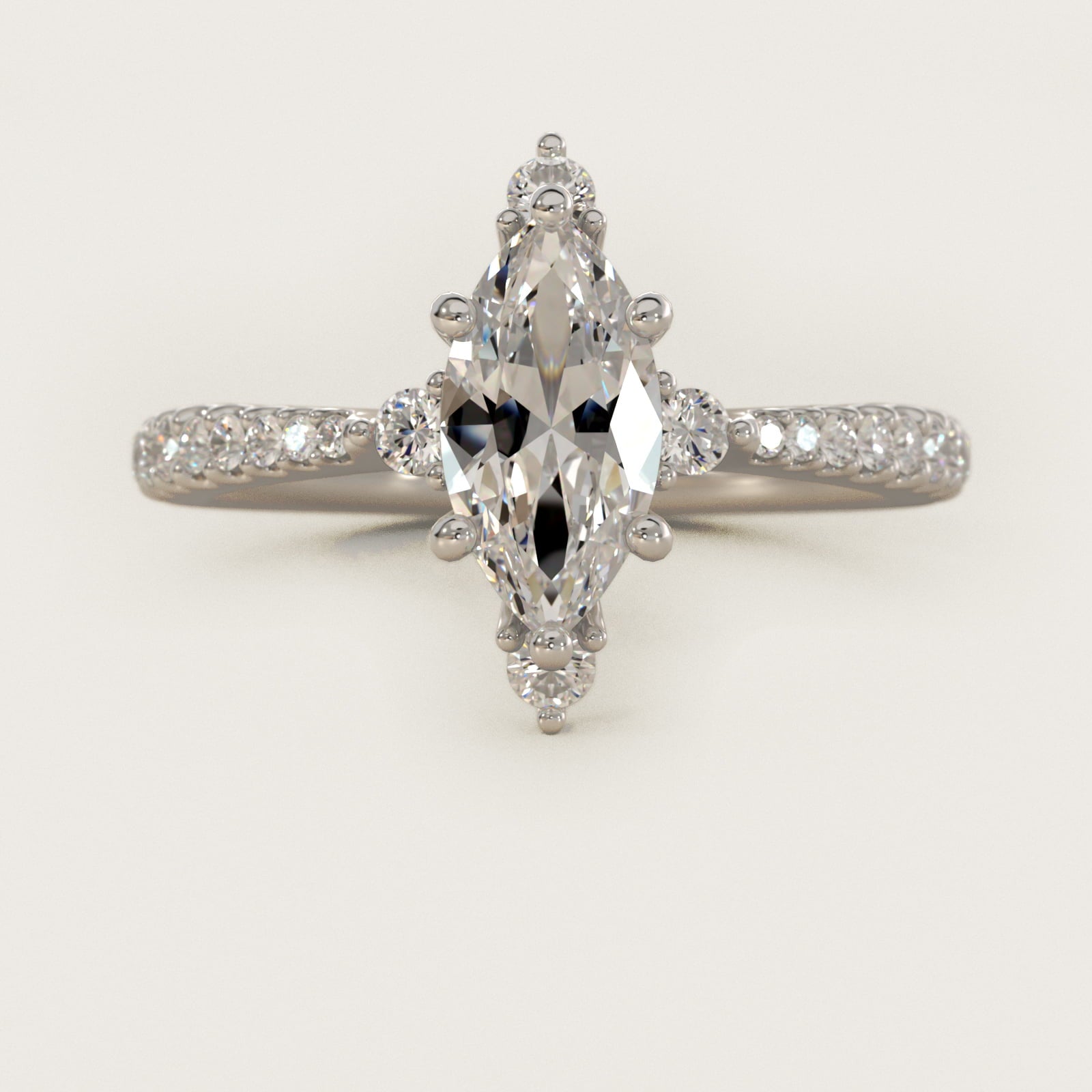 Compass Point Diamond Accent Engagement Ring In 14K White Gold By James Allen - Marquise Center