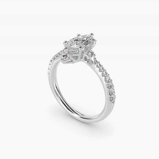 Compass Point Diamond Accent Engagement Ring In Platinum By James Allen - Marquise Center