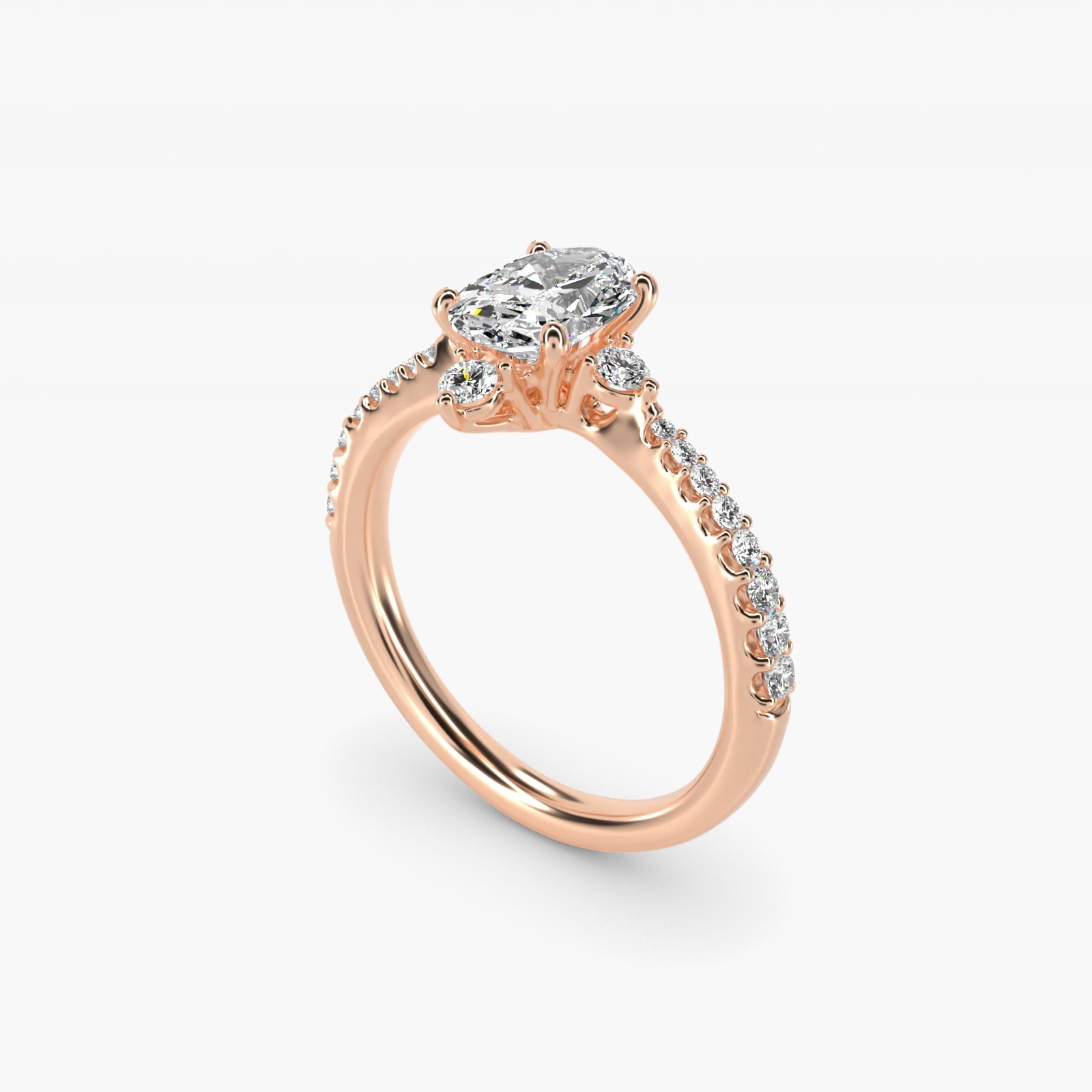 Compass Point Diamond Accent Engagement Ring In 18k Rose Gold By James Allen - Oval Center