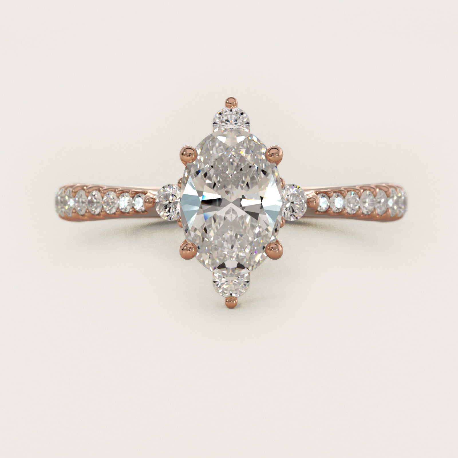 Compass Point Diamond Accent Engagement Ring In 18k Rose Gold By James Allen - Oval Center