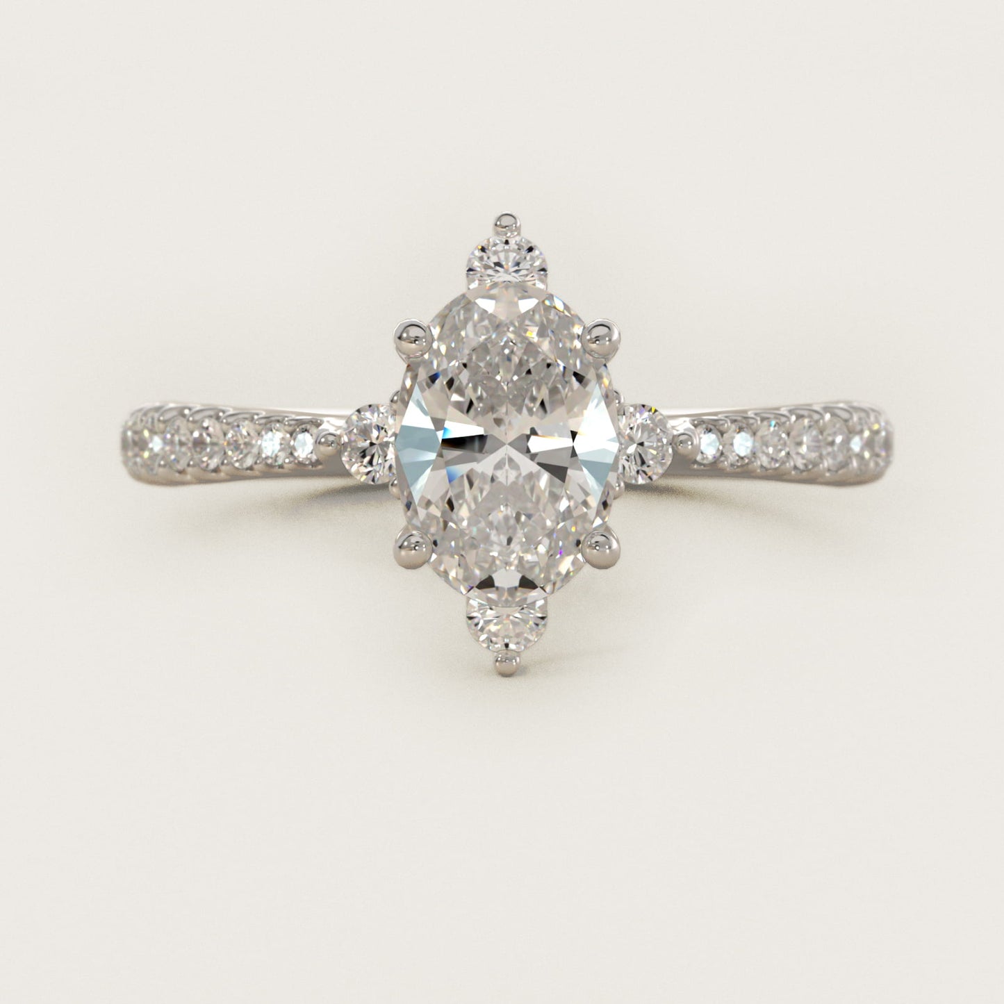 Compass Point Diamond Accent Engagement Ring In 18k White Gold By James Allen - Oval Center