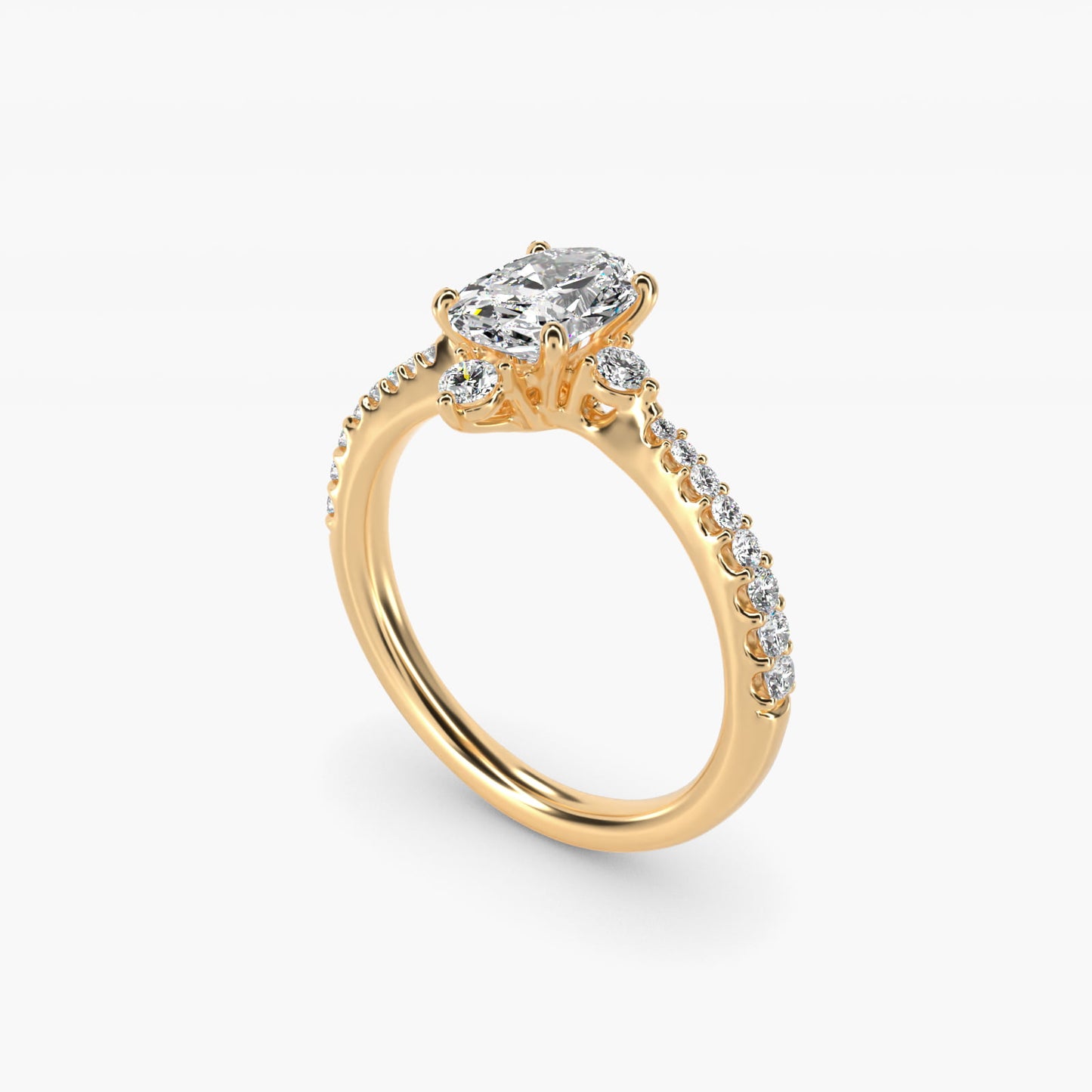 Compass Point Diamond Accent Engagement Ring In 18k Yellow Gold By James Allen - Oval Center