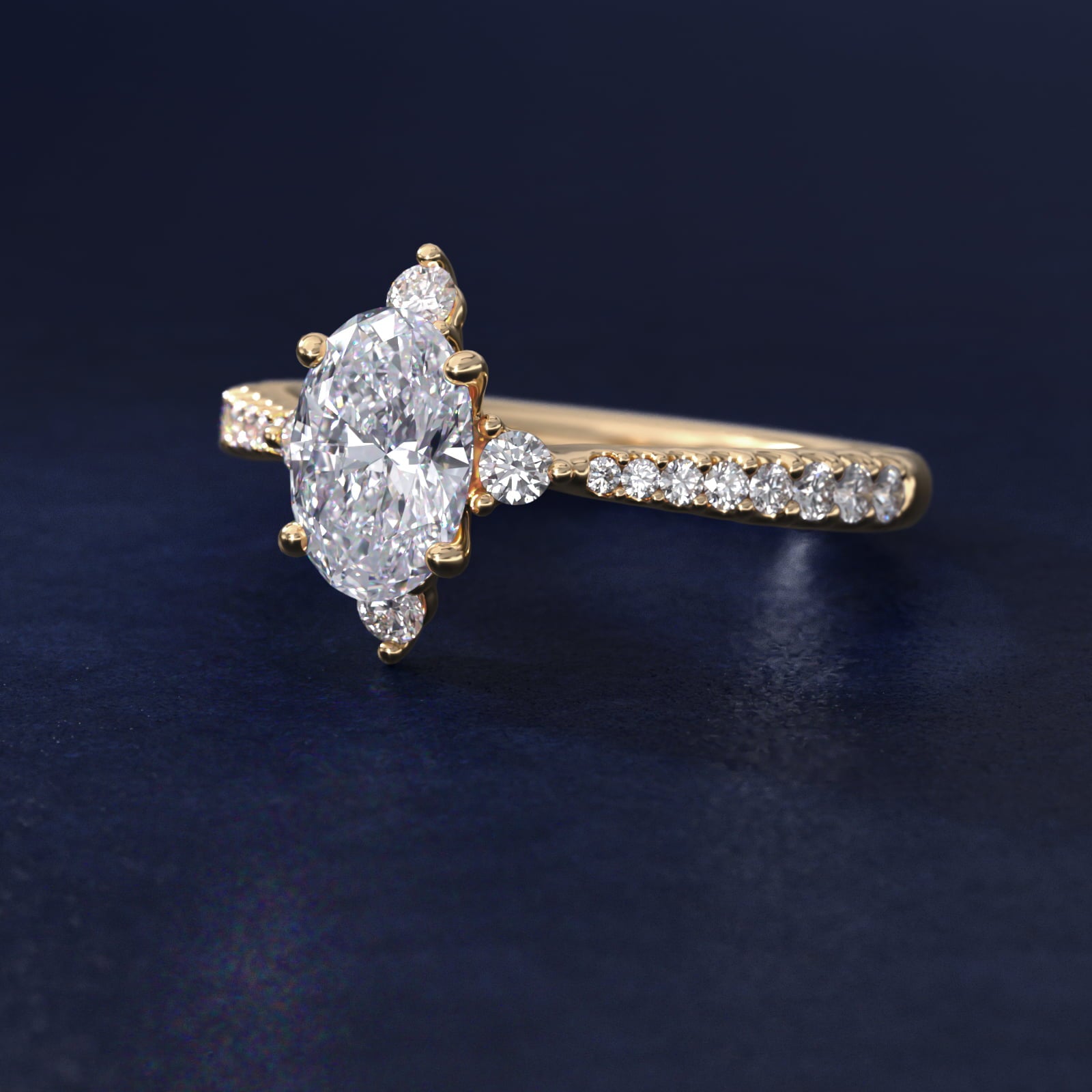 Compass Point Diamond Accent Engagement Ring In 14K Yellow Gold By James Allen - Oval Center