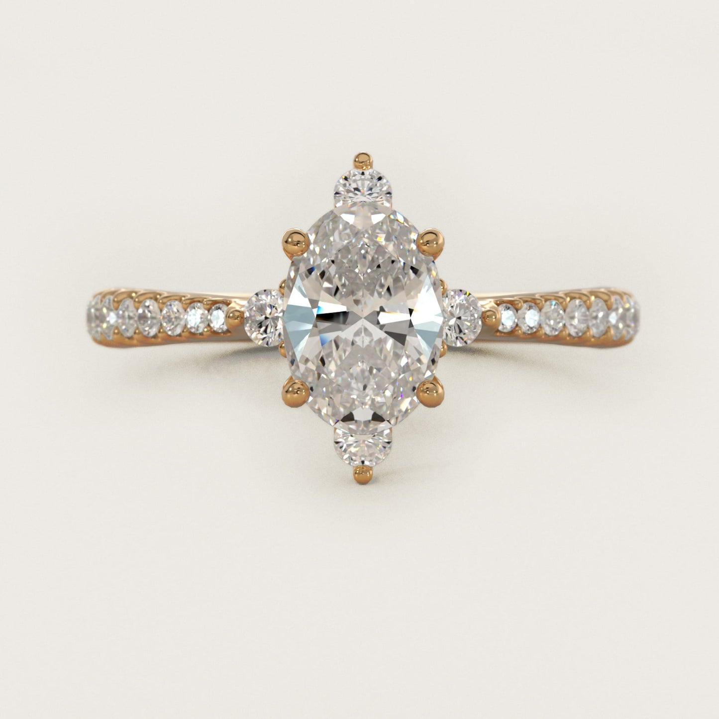 Compass Point Diamond Accent Engagement Ring In 18k Yellow Gold By James Allen - Oval Center