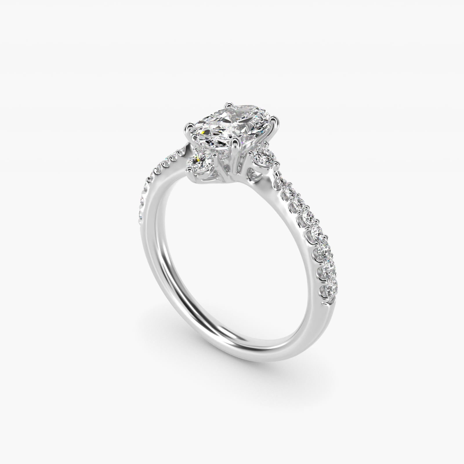 Compass Point Diamond Accent Engagement Ring In Platinum By James Allen - Oval Center