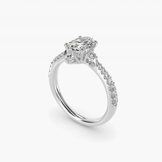 Compass Point Diamond Accent Engagement Ring In Platinum By James Allen - Oval Center