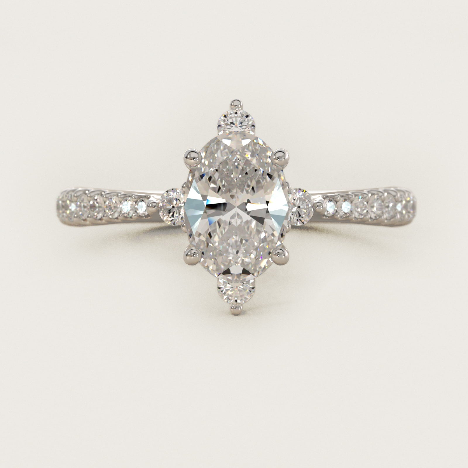 Compass Point Diamond Accent Engagement Ring In Platinum By James Allen - Oval Center