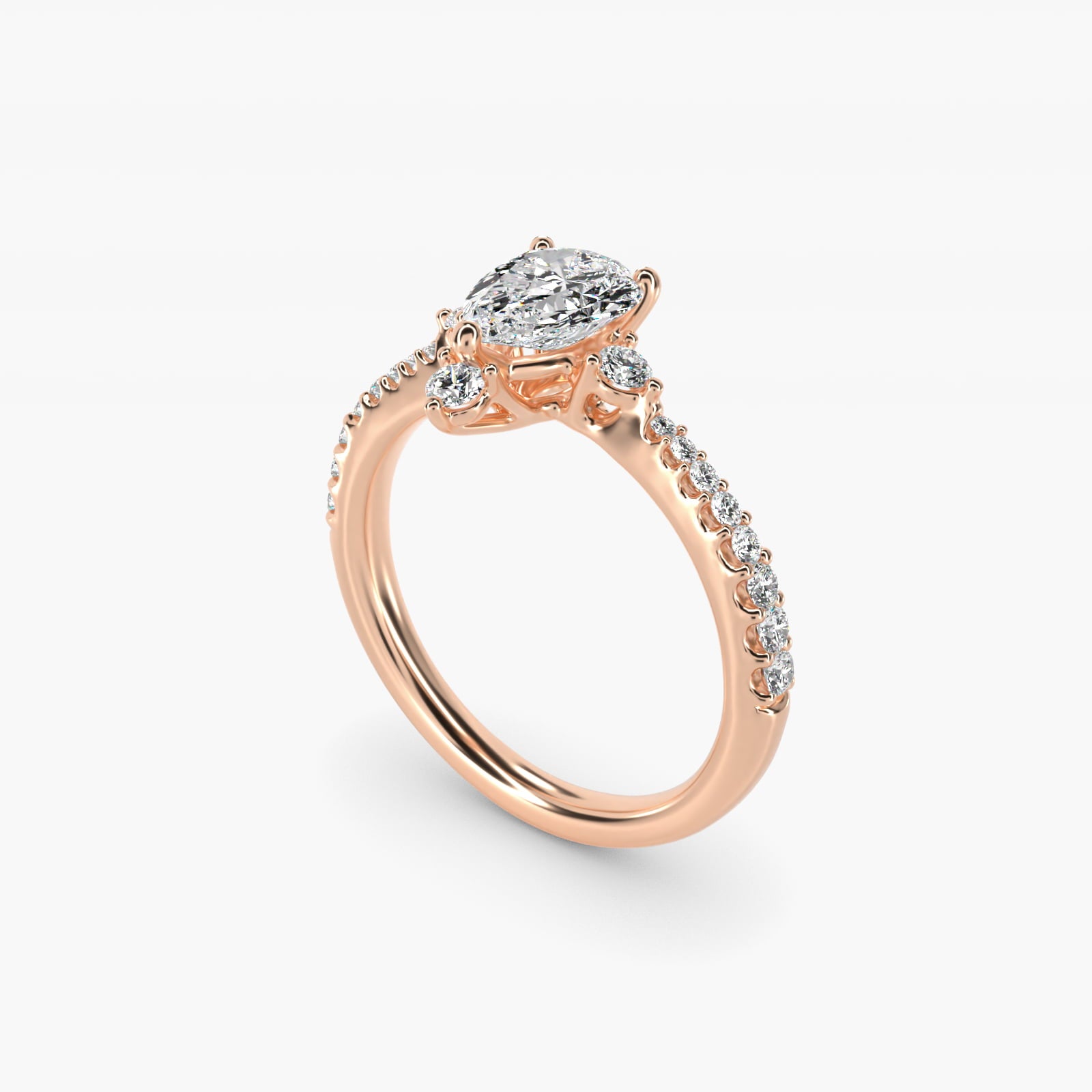 Compass Point Diamond Accent Engagement Ring In 18k Rose Gold By James Allen - Pear Center