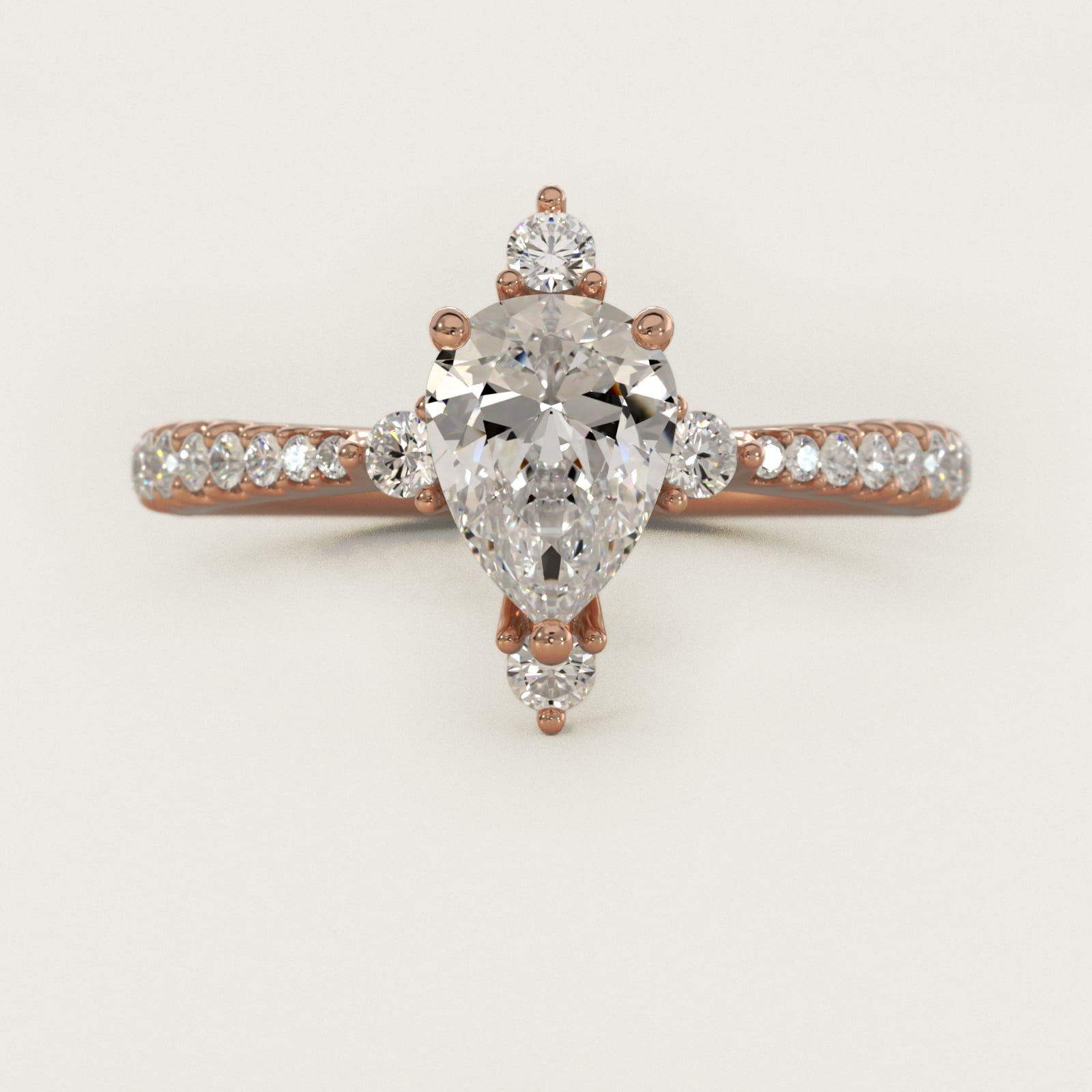 Compass Point Diamond Accent Engagement Ring In 14K Rose Gold By James Allen - Pear Center