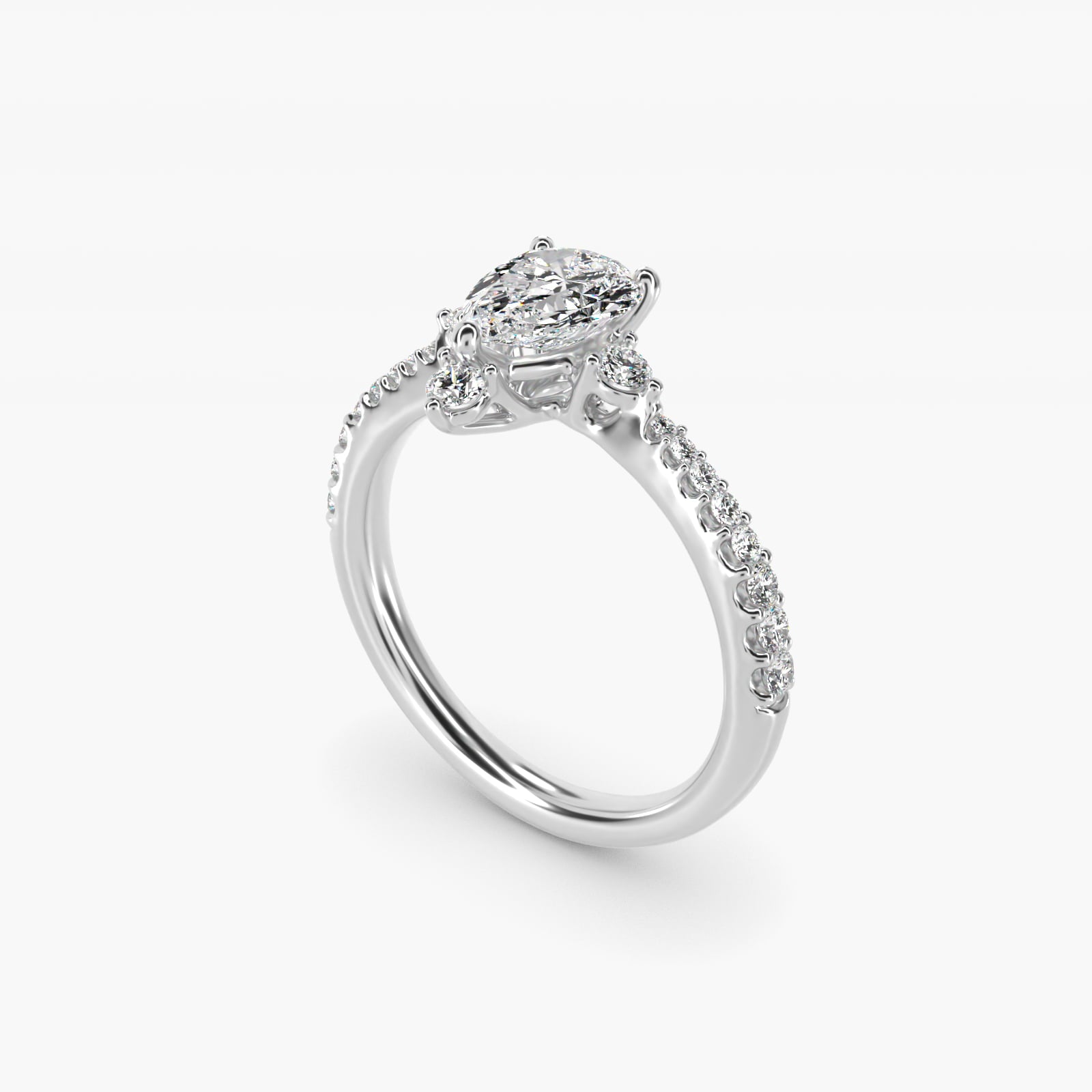 Compass Point Diamond Accent Engagement Ring In 14K White Gold By James Allen - Pear Center