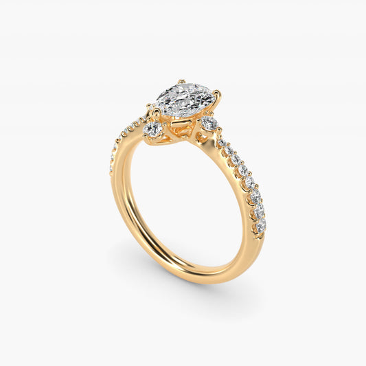 Compass Point Diamond Accent Engagement Ring In 14K Yellow Gold By James Allen - Pear Center