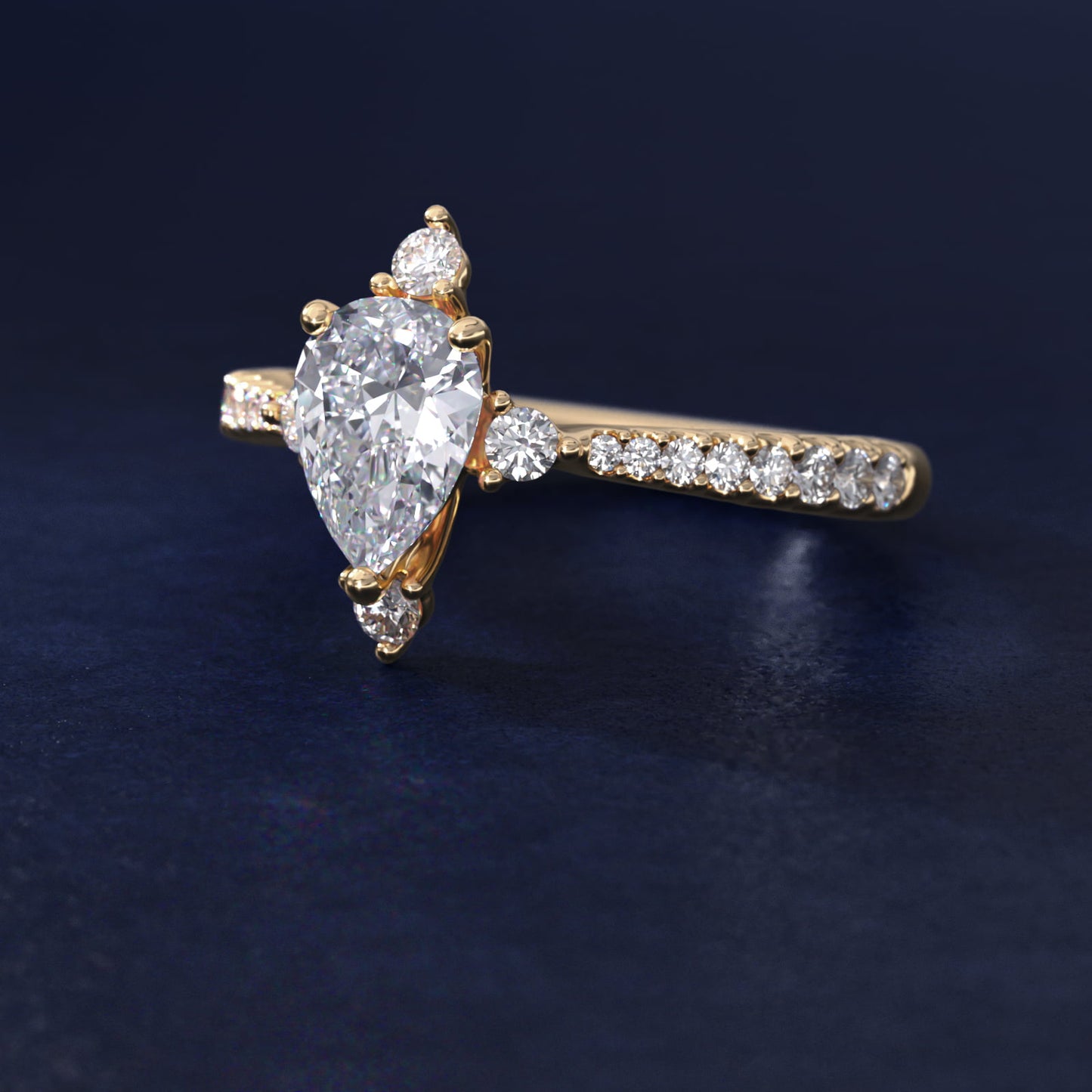 Compass Point Diamond Accent Engagement Ring In 14K Yellow Gold By James Allen - Pear Center