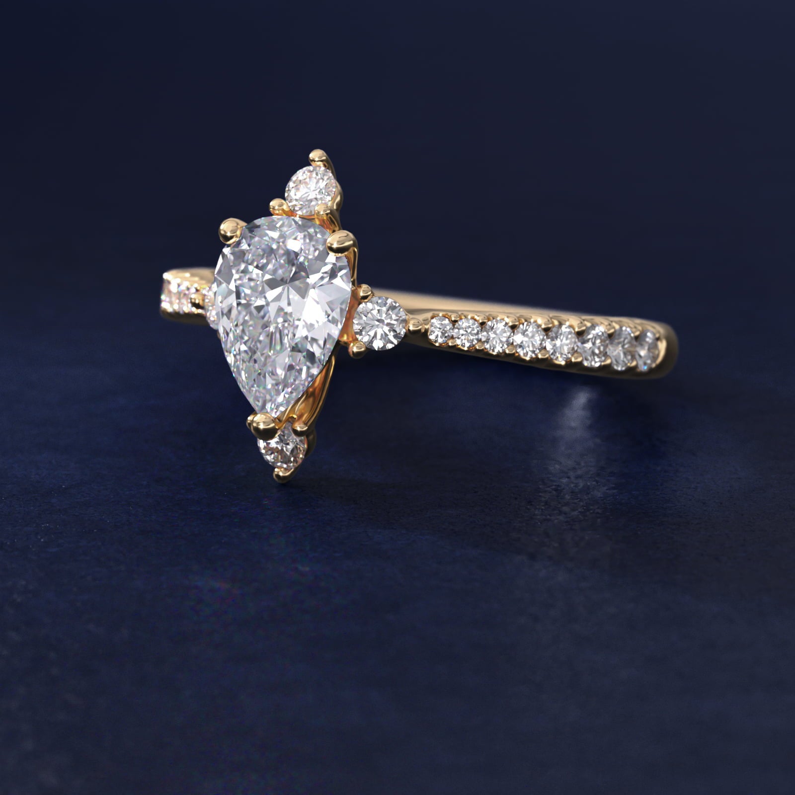 Compass Point Diamond Accent Engagement Ring In 14K Yellow Gold By James Allen - Pear Center