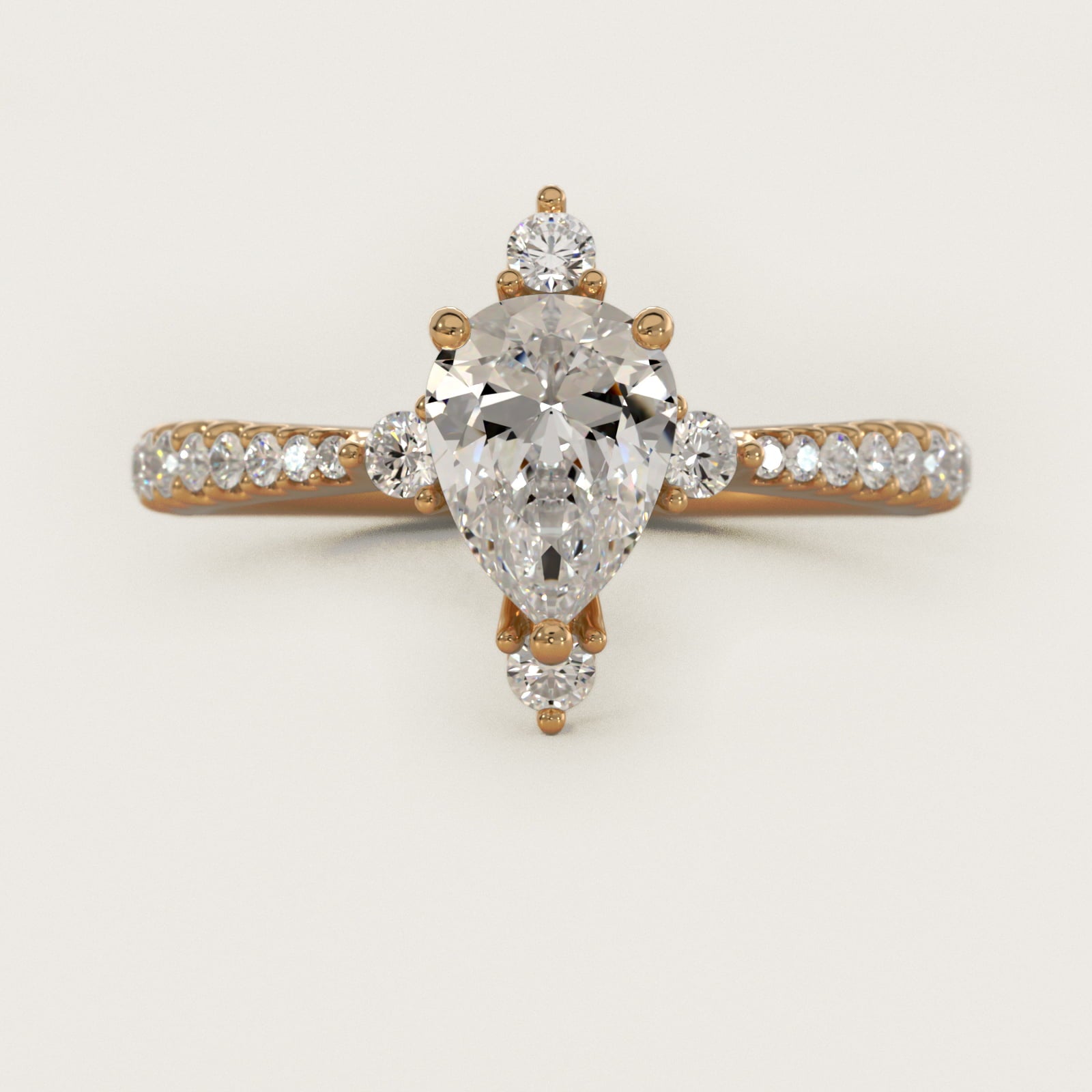 Compass Point Diamond Accent Engagement Ring In 18k Yellow Gold By James Allen - Pear Center