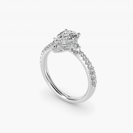 Compass Point Diamond Accent Engagement Ring In Platinum By James Allen - Pear Center