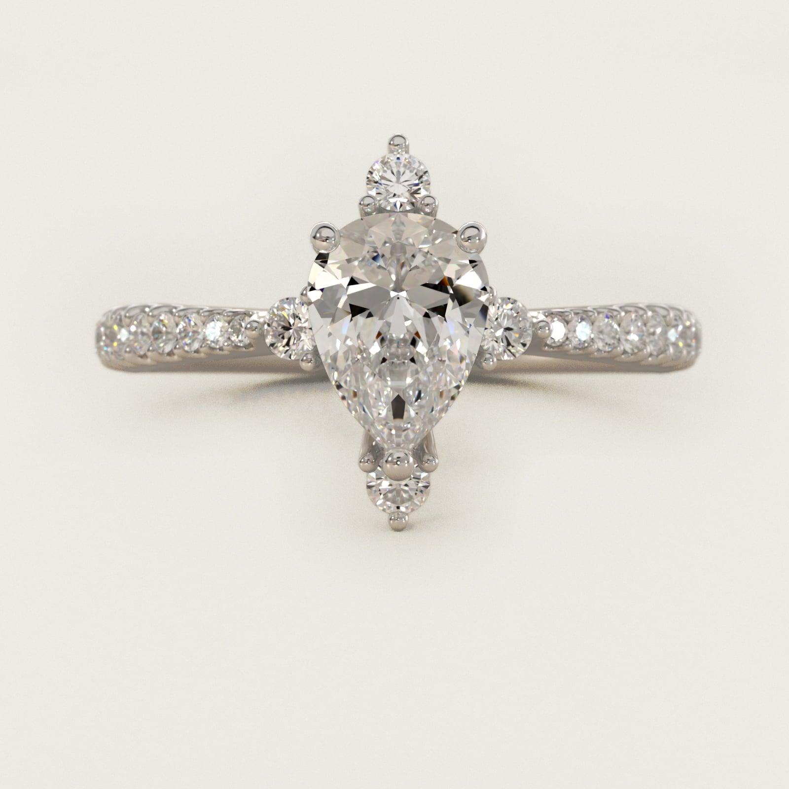 Compass Point Diamond Accent Engagement Ring In Platinum By James Allen - Pear Center