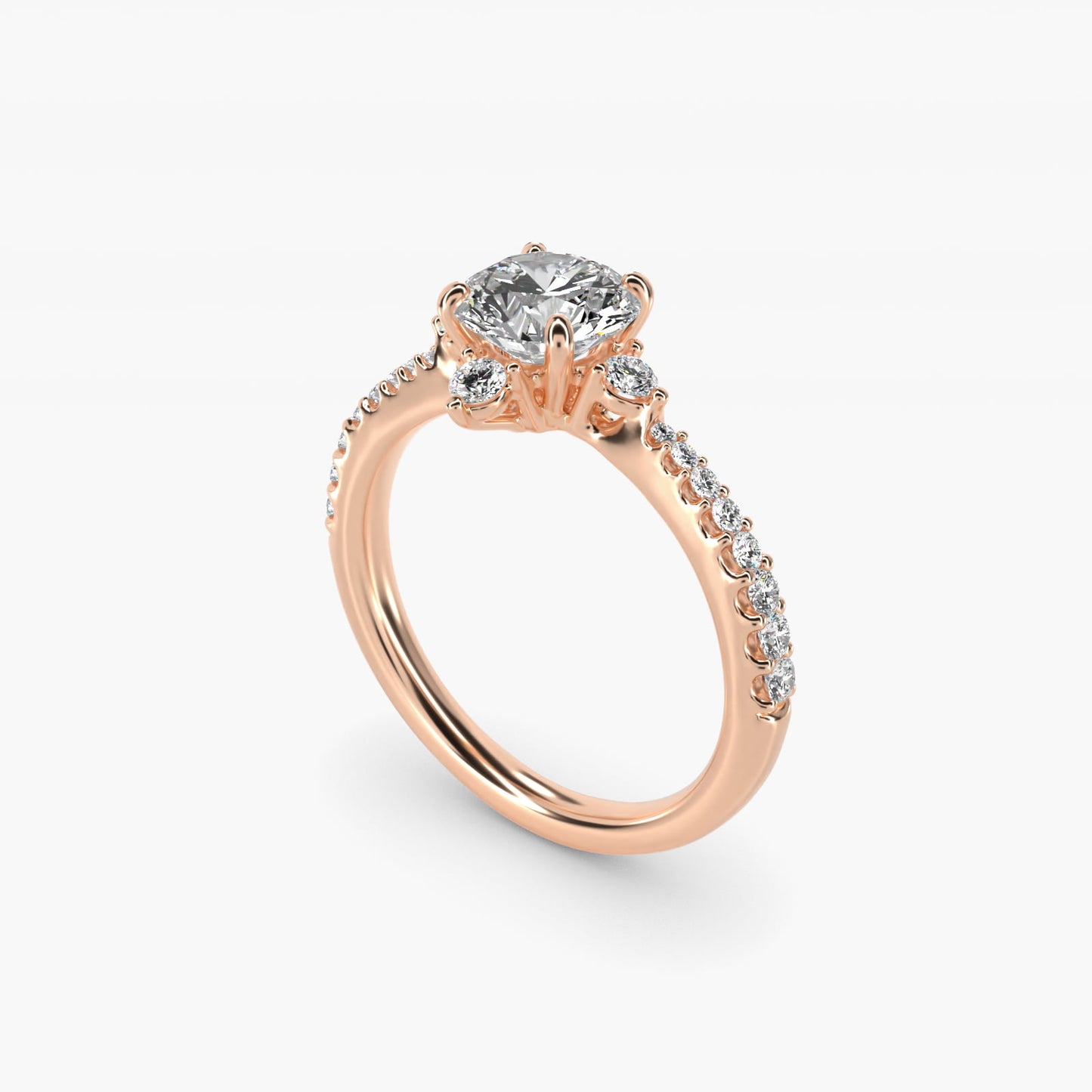 Compass Point Diamond Accent Engagement Ring In 14K Rose Gold By James Allen - Round Center