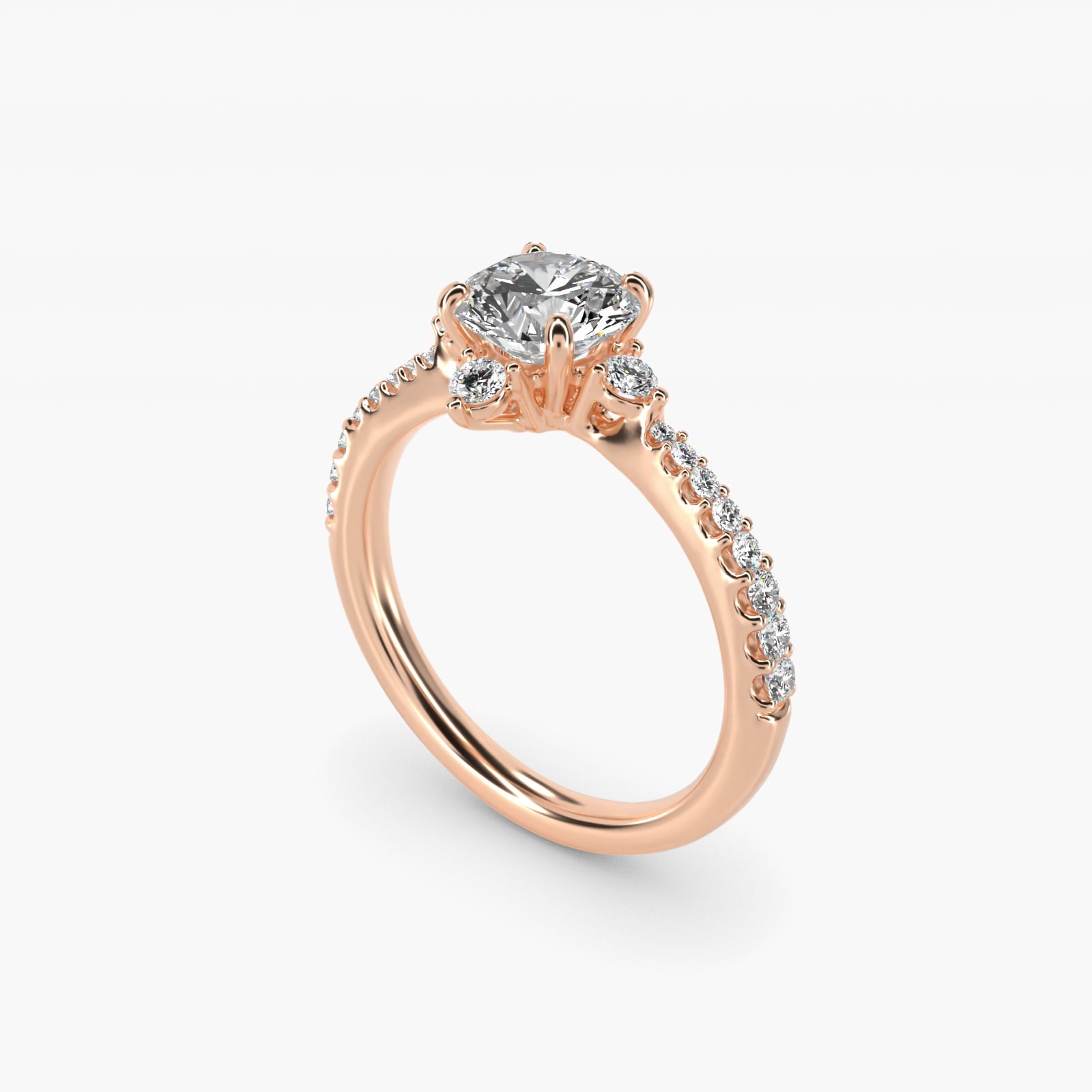 Compass Point Diamond Accent Engagement Ring In 14K Rose Gold By James Allen - Round Center
