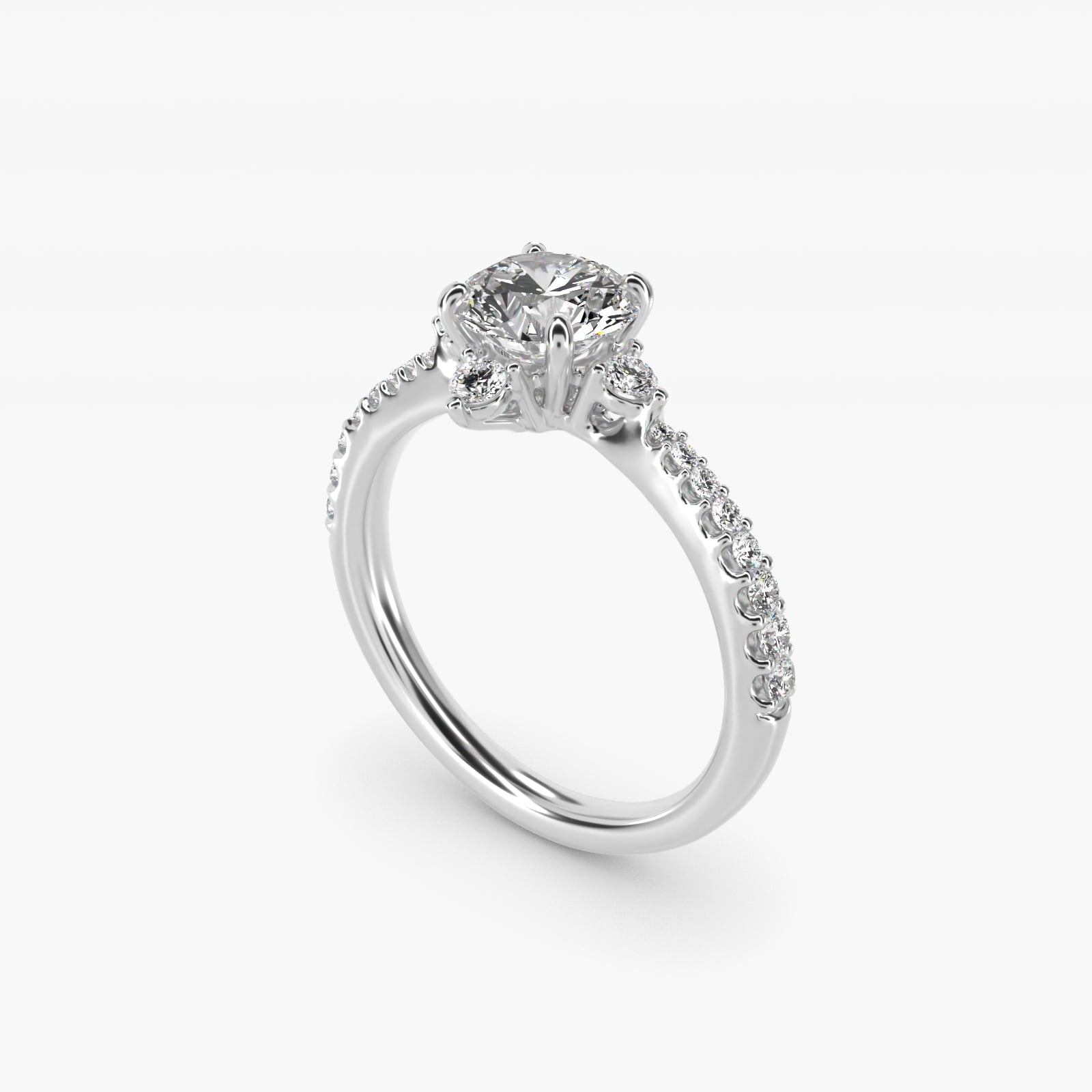 Compass Point Diamond Accent Engagement Ring In 14K White Gold By James Allen - Round Center