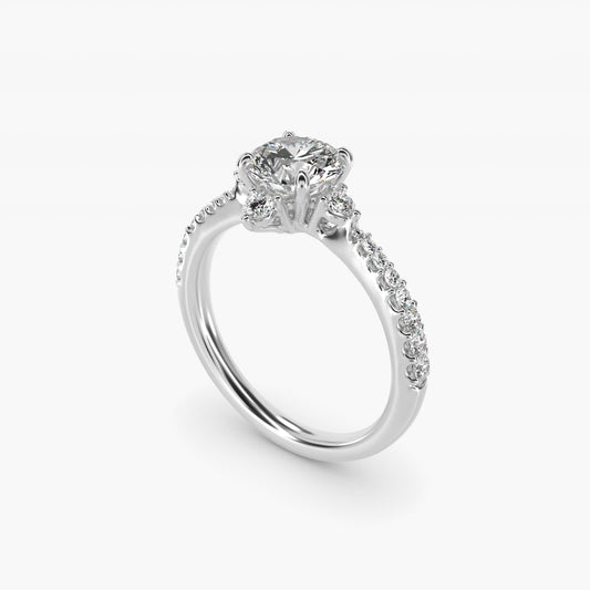 Compass Point Diamond Accent Engagement Ring In 18k White Gold By James Allen - Round Center