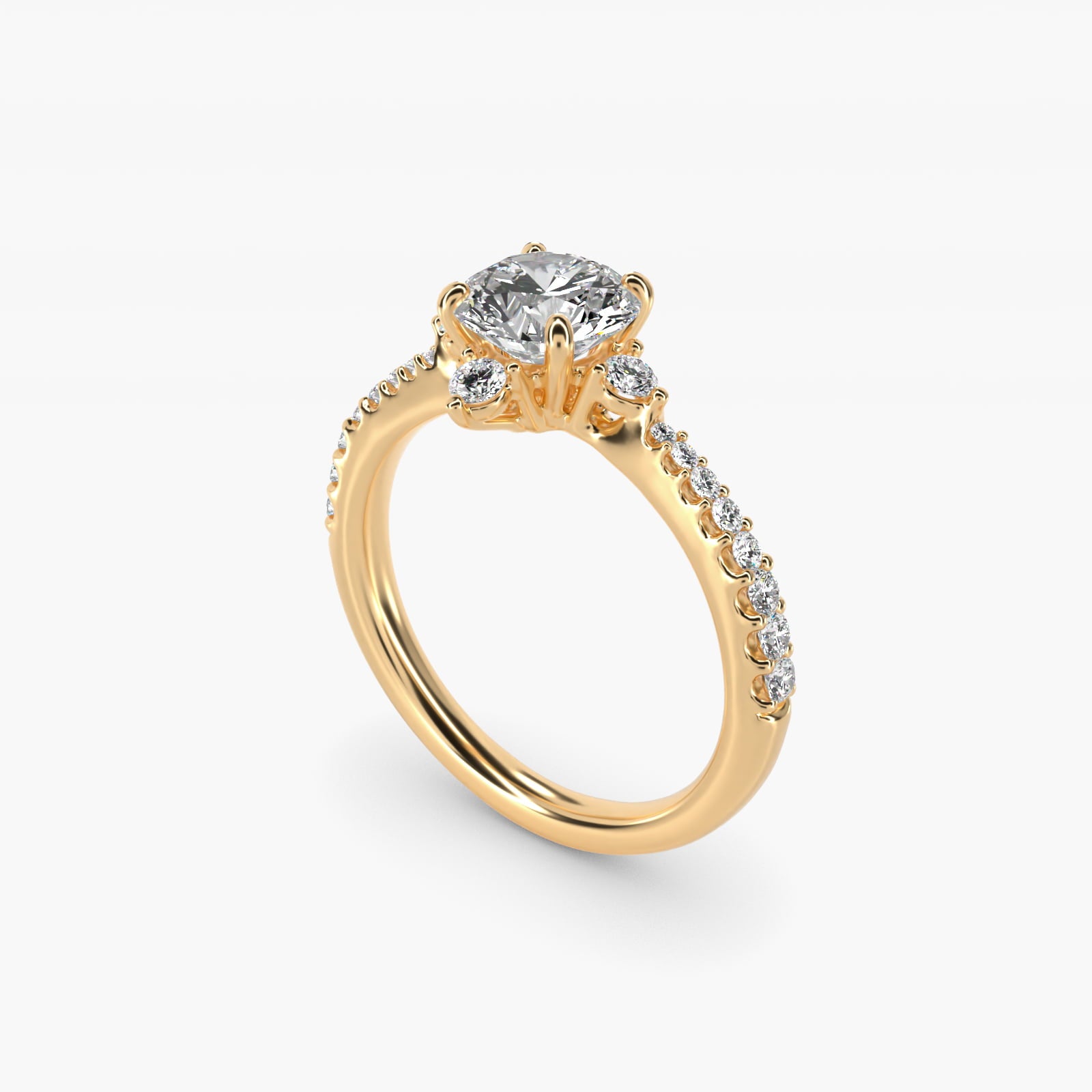 Compass Point Diamond Accent Engagement Ring In 14K Yellow Gold By James Allen - Round Center