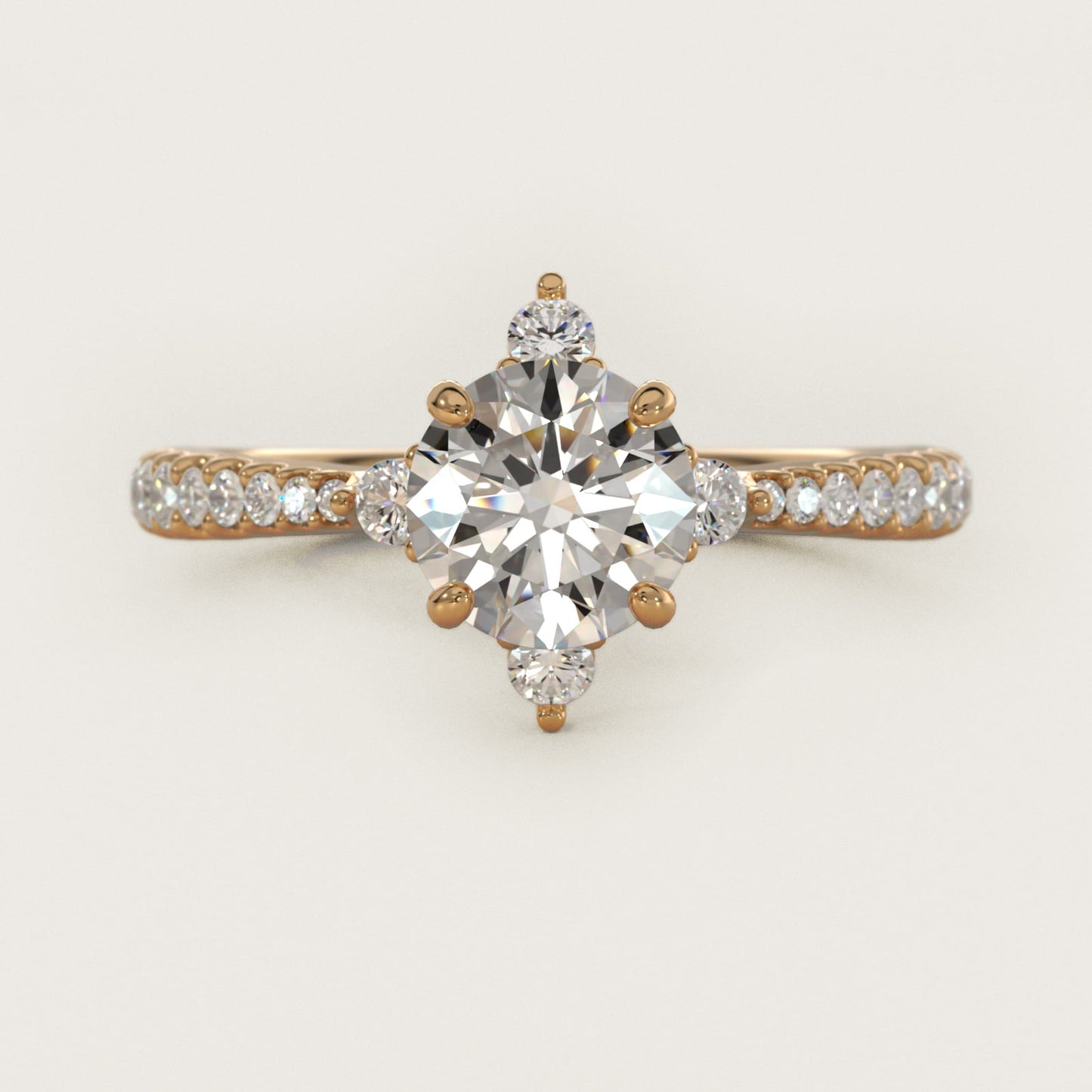 Compass Point Diamond Accent Engagement Ring In 14K Yellow Gold By James Allen - Round Center