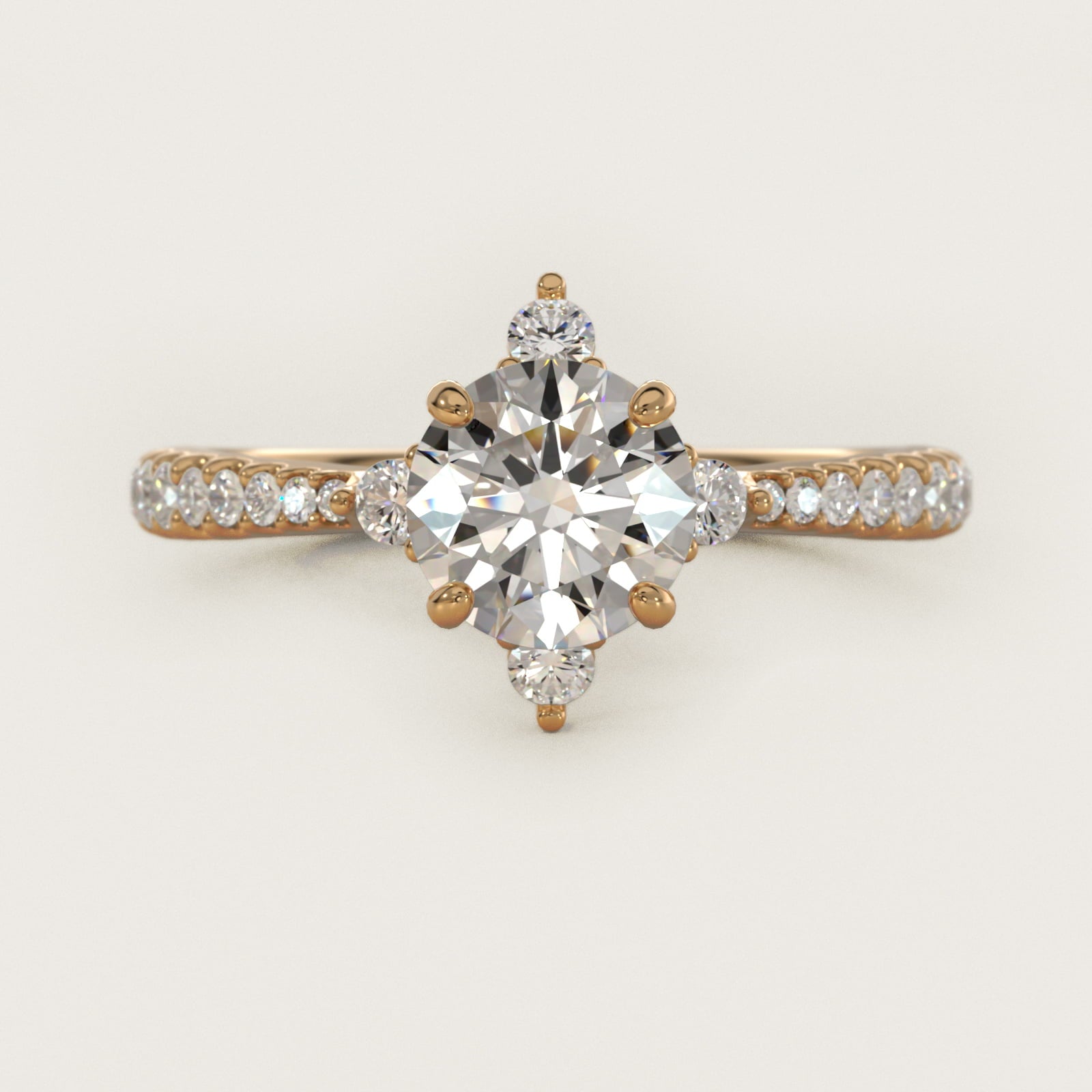 Compass Point Diamond Accent Engagement Ring In 18k Yellow Gold By James Allen - Round Center