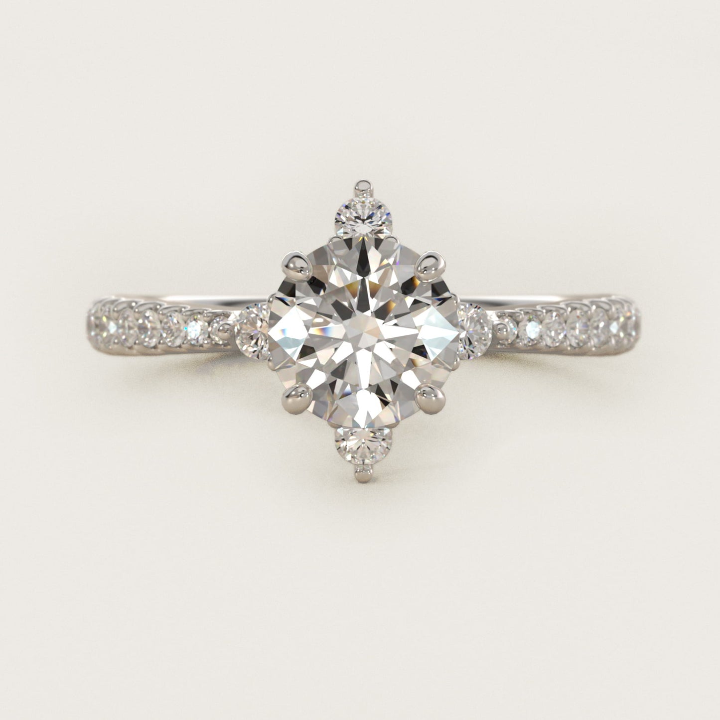Compass Point Diamond Accent Engagement Ring In Platinum By James Allen - Round Center