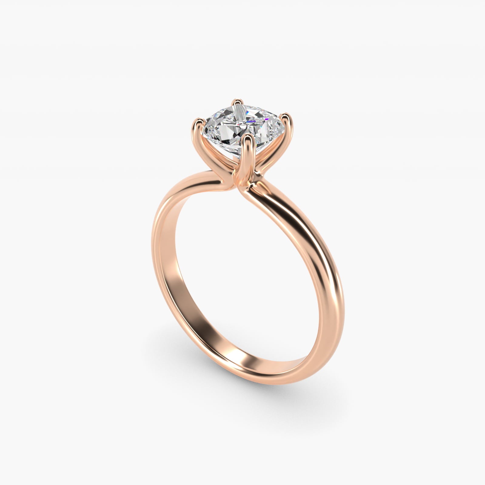 Contour Solitaire Engagement Ring In 14K Rose Gold By James Allen - Cushion Center