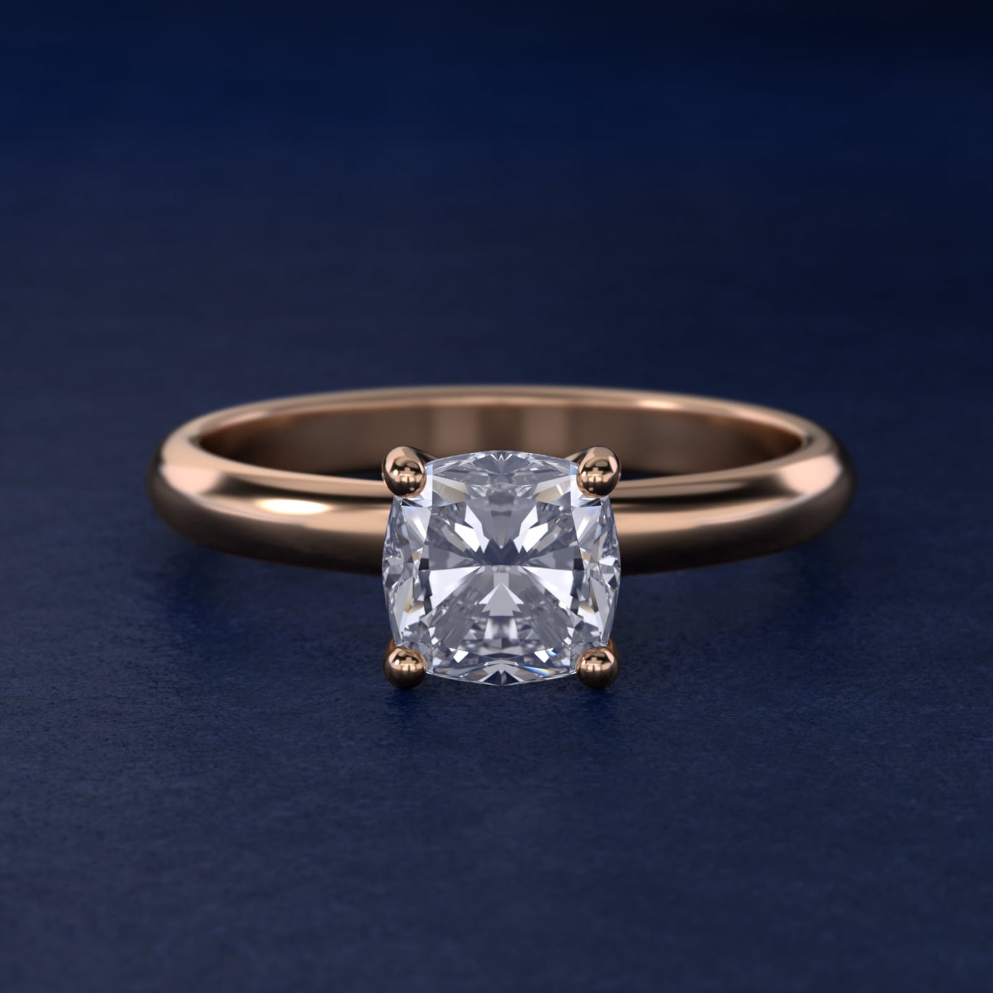 Contour Solitaire Engagement Ring In 14K Rose Gold By James Allen - Cushion Center
