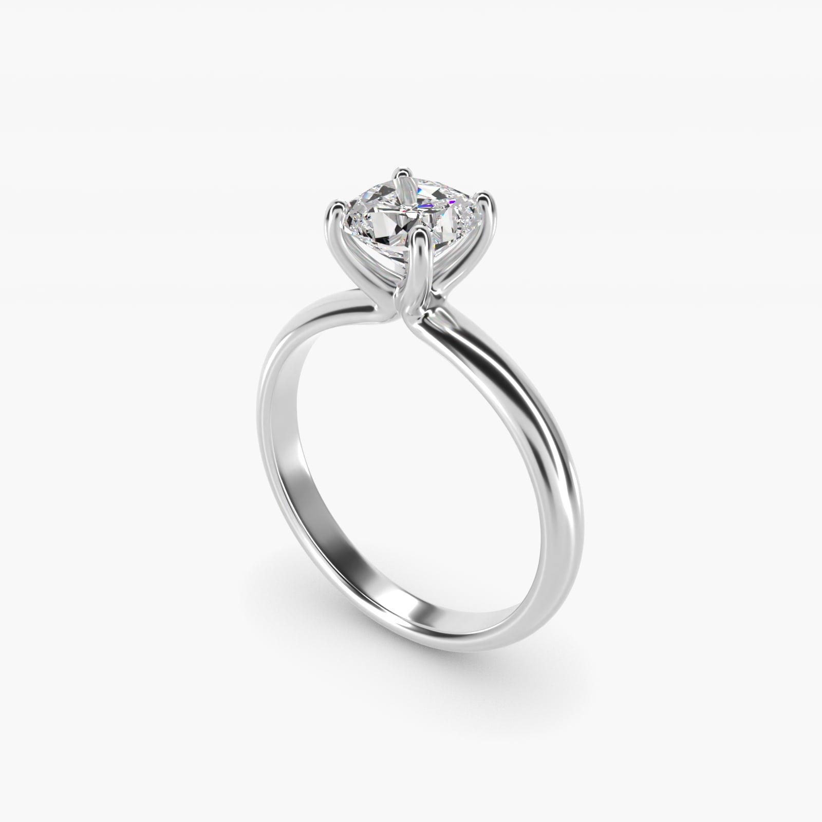 Contour Solitaire Engagement Ring In 18k White Gold By James Allen - Cushion Center
