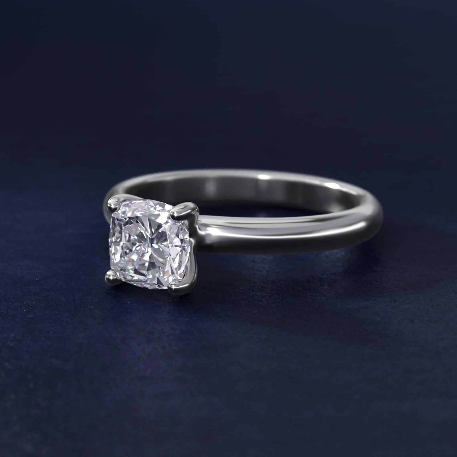 Contour Solitaire Engagement Ring In 14K White Gold By James Allen - Cushion Center