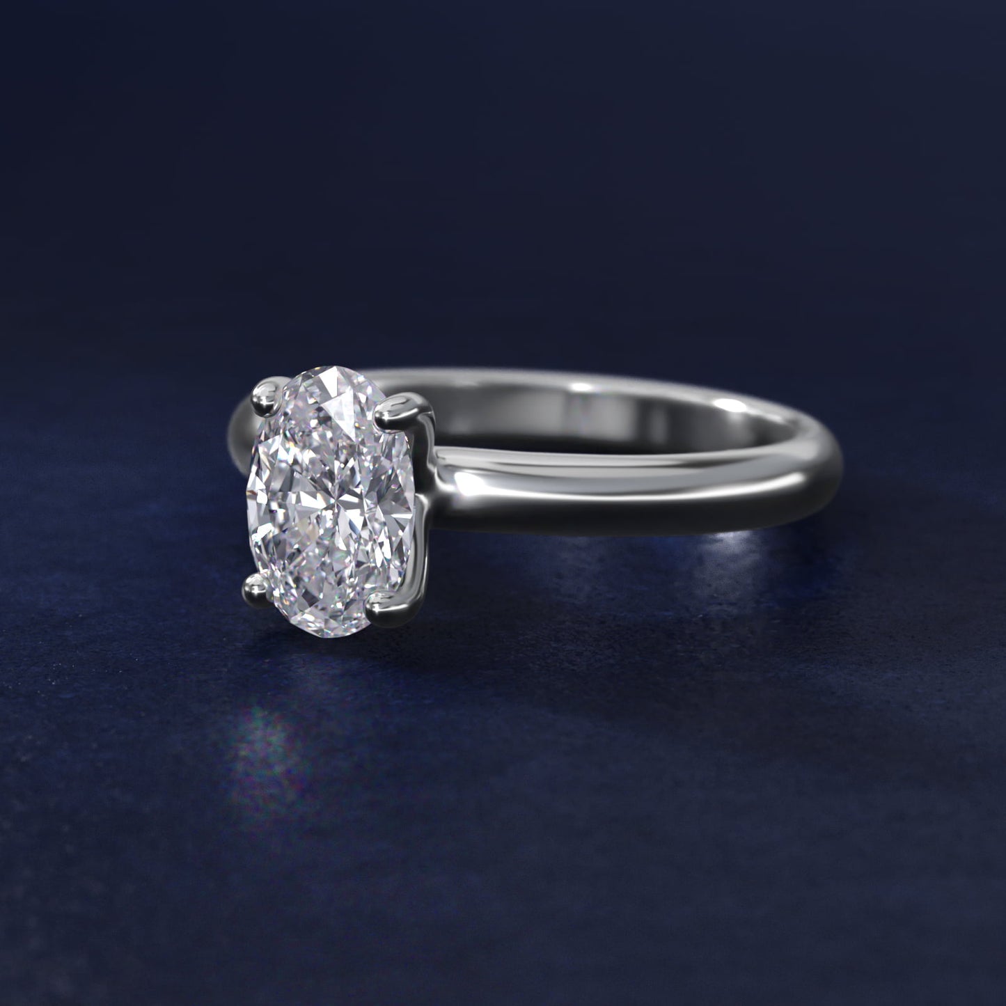 Contour Solitaire Engagement Ring In 14K White Gold By James Allen - Oval Center