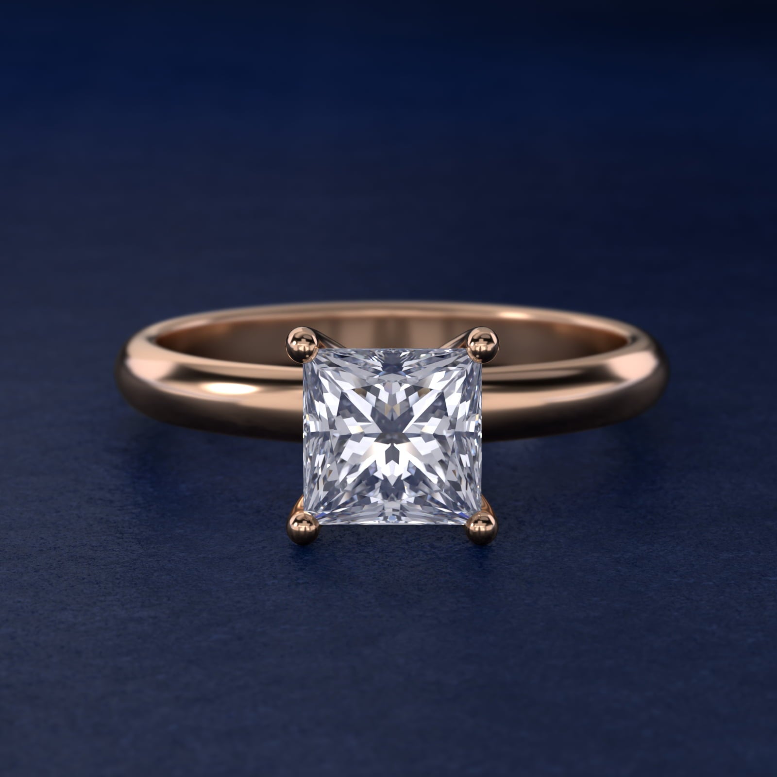 Contour Solitaire Engagement Ring In 18k Rose Gold By James Allen - Princess Center