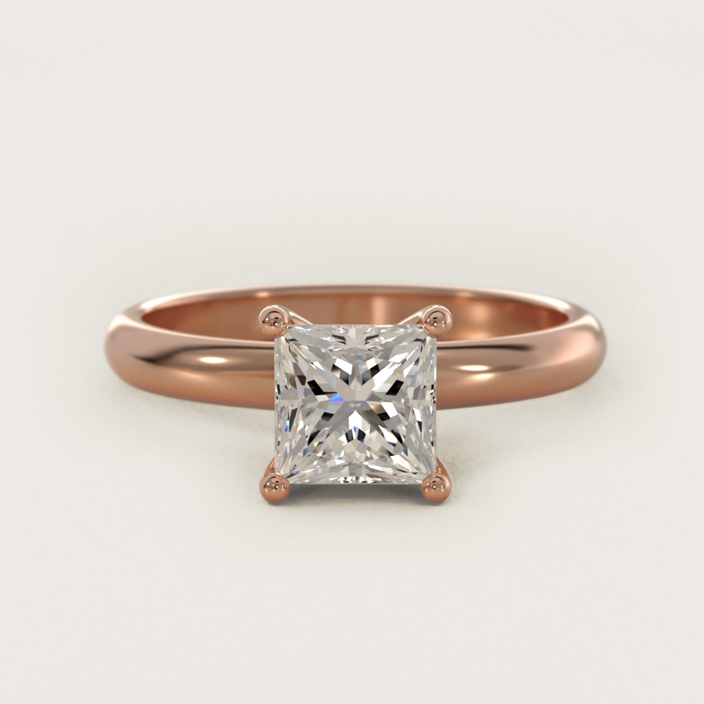 Contour Solitaire Engagement Ring In 14K Rose Gold By James Allen - Princess Center