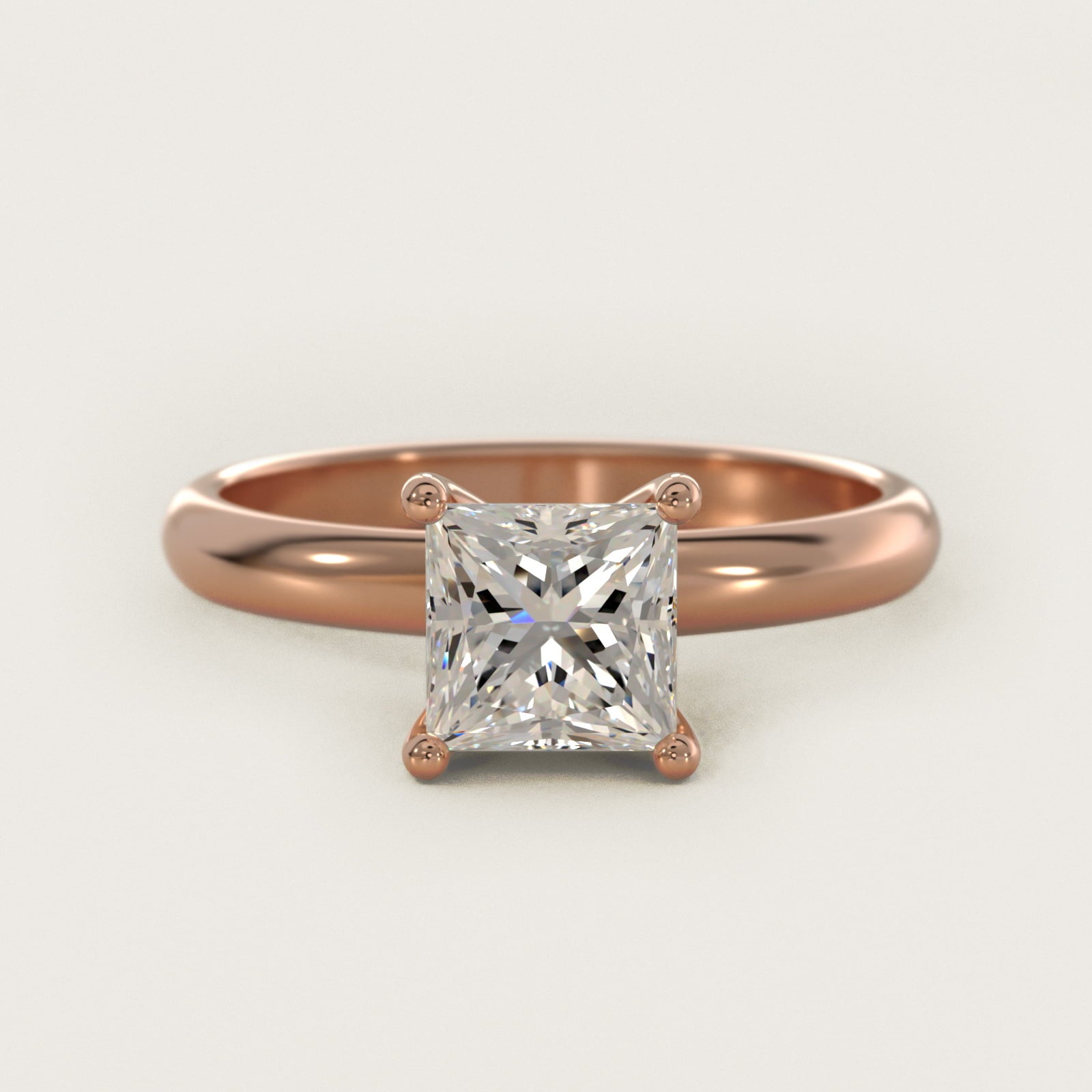 Contour Solitaire Engagement Ring In 14K Rose Gold By James Allen - Princess Center