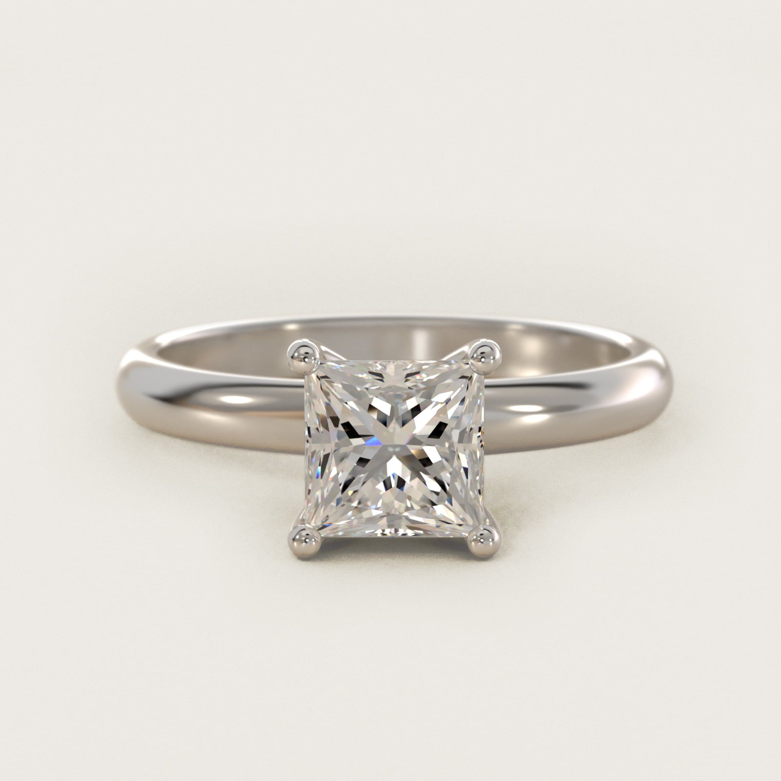 Contour Solitaire Engagement Ring In 18k White Gold By James Allen - Princess Center