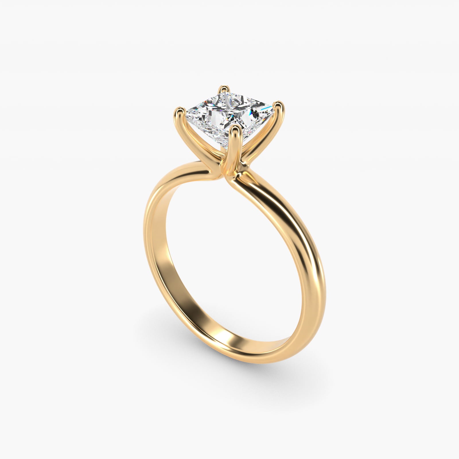 Contour Solitaire Engagement Ring In 14K Yellow Gold By James Allen - Princess Center