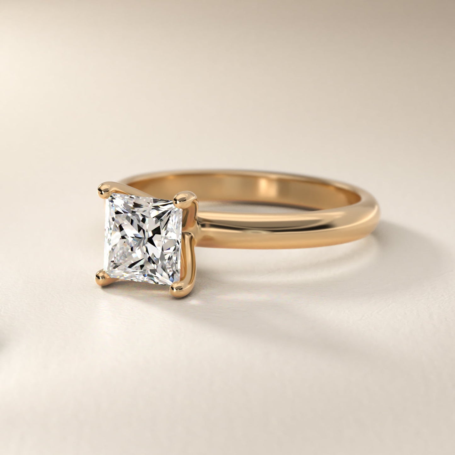 Contour Solitaire Engagement Ring In 14K Yellow Gold By James Allen - Princess Center
