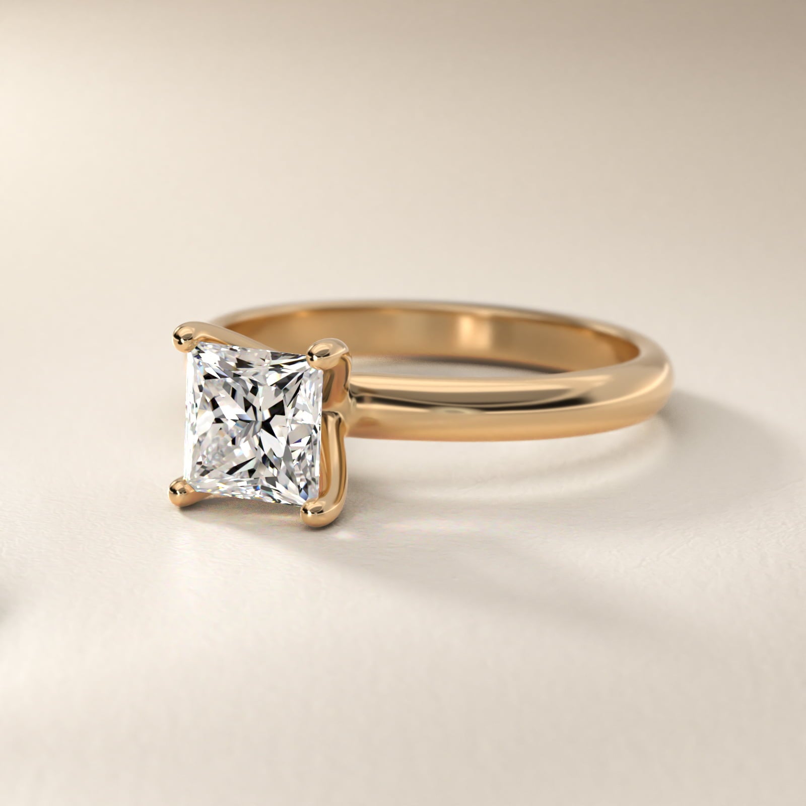 Contour Solitaire Engagement Ring In 18k Yellow Gold By James Allen - Princess Center