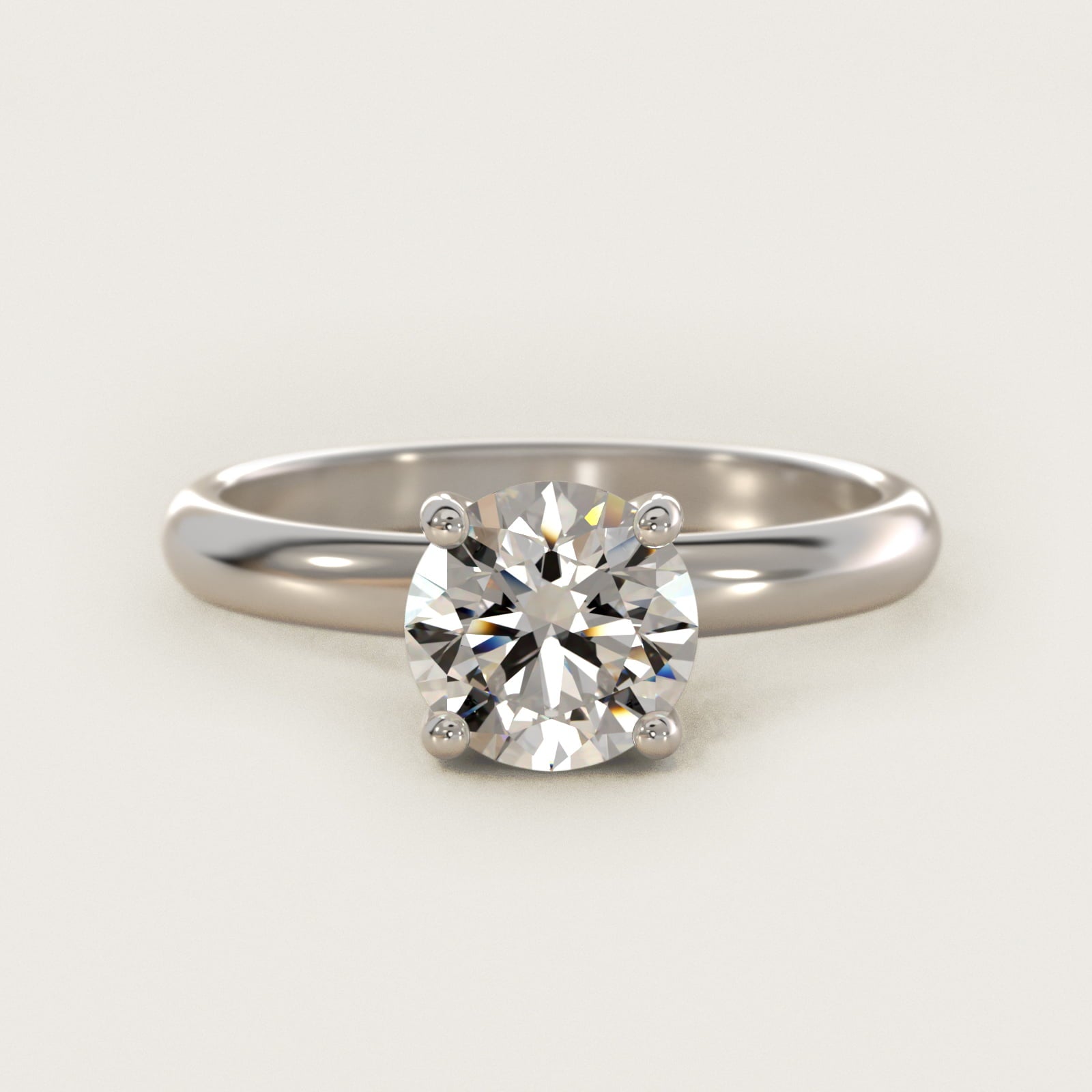 Contour Solitaire Engagement Ring In 14K White Gold By James Allen - Round Center