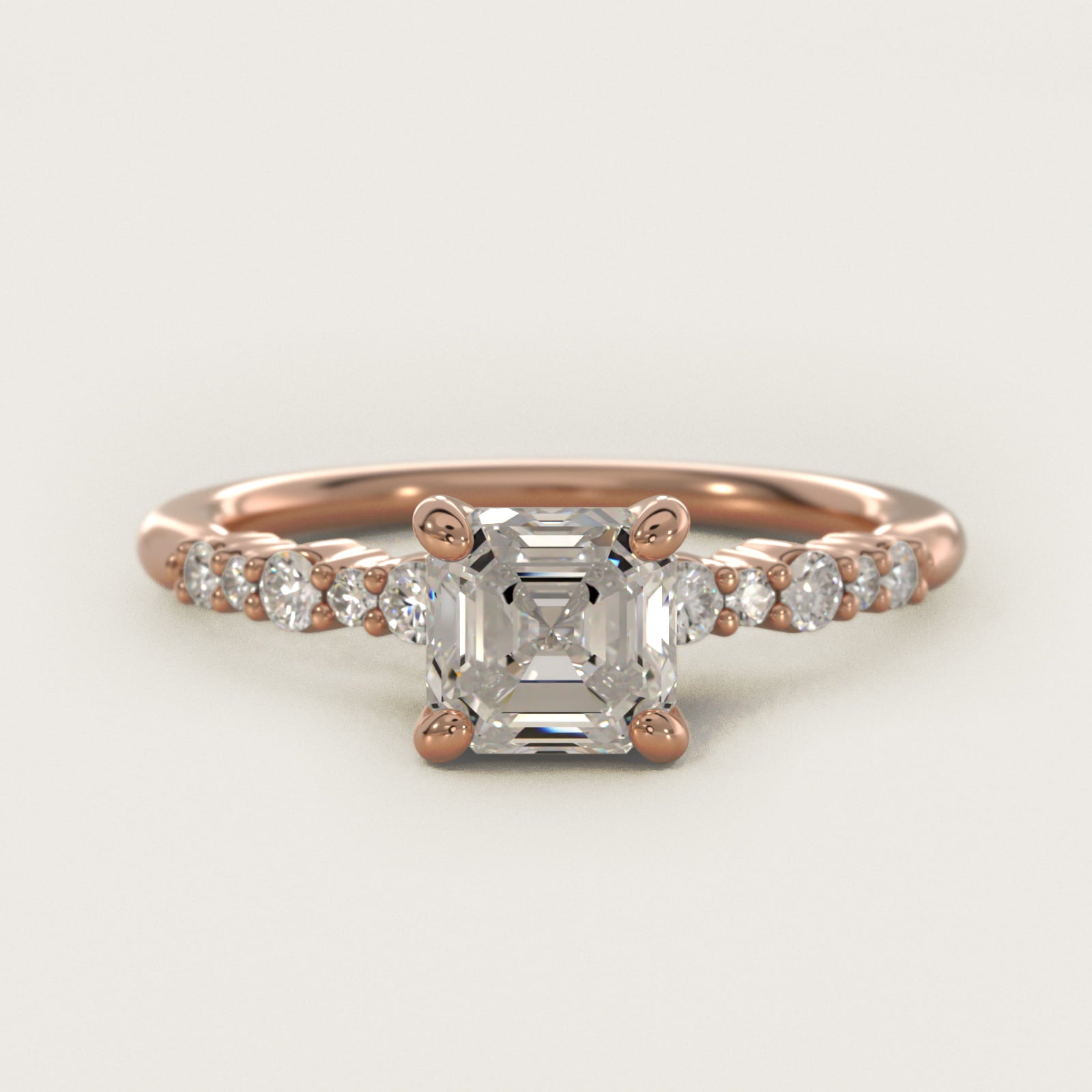 Crescendo Petite Diamond Engagement Ring in 14k Rose Gold (1/6 ct. tw.) - Asscher Center