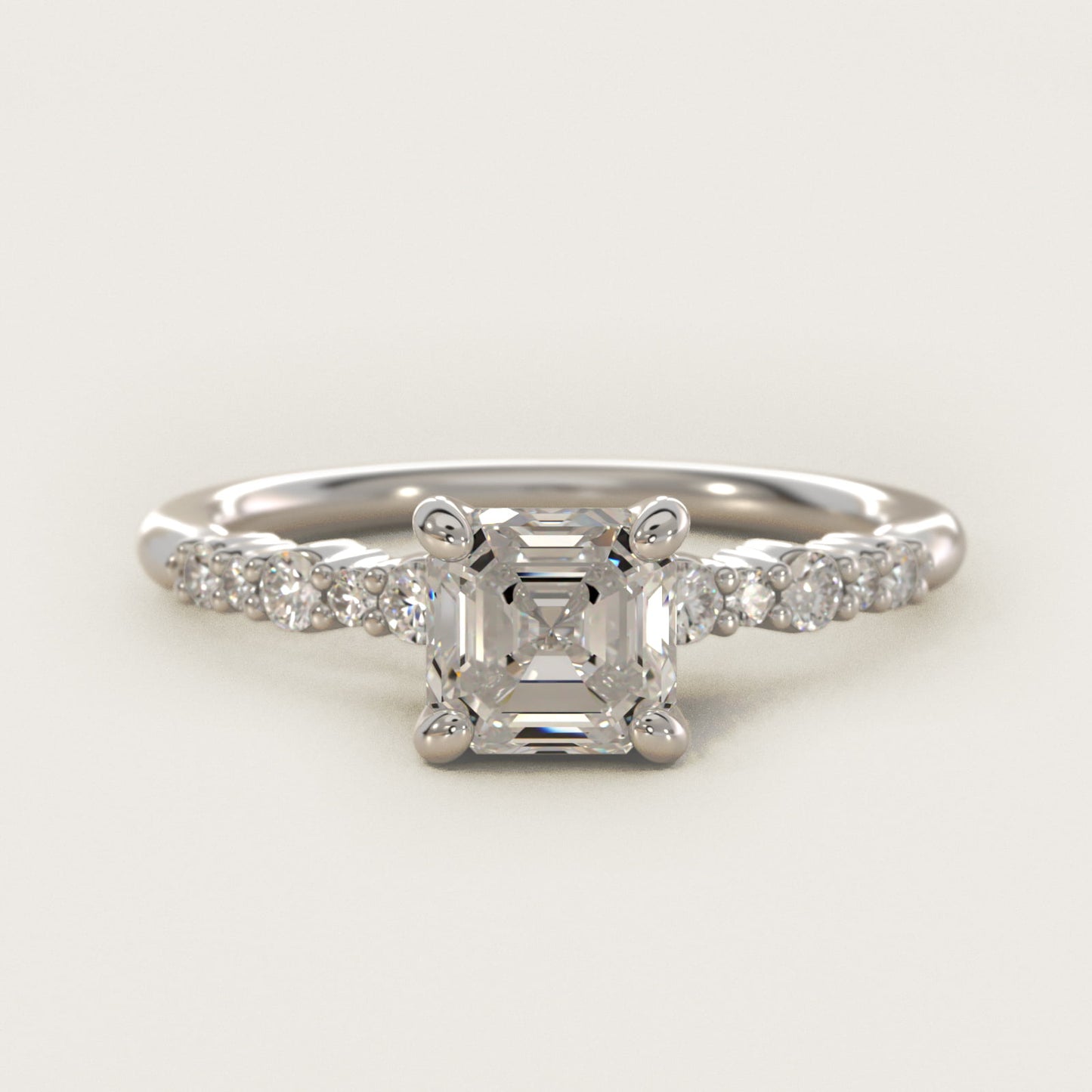Crescendo Petite Diamond Engagement Ring in 14k White Gold (1/6 ct. tw.) - Asscher Center