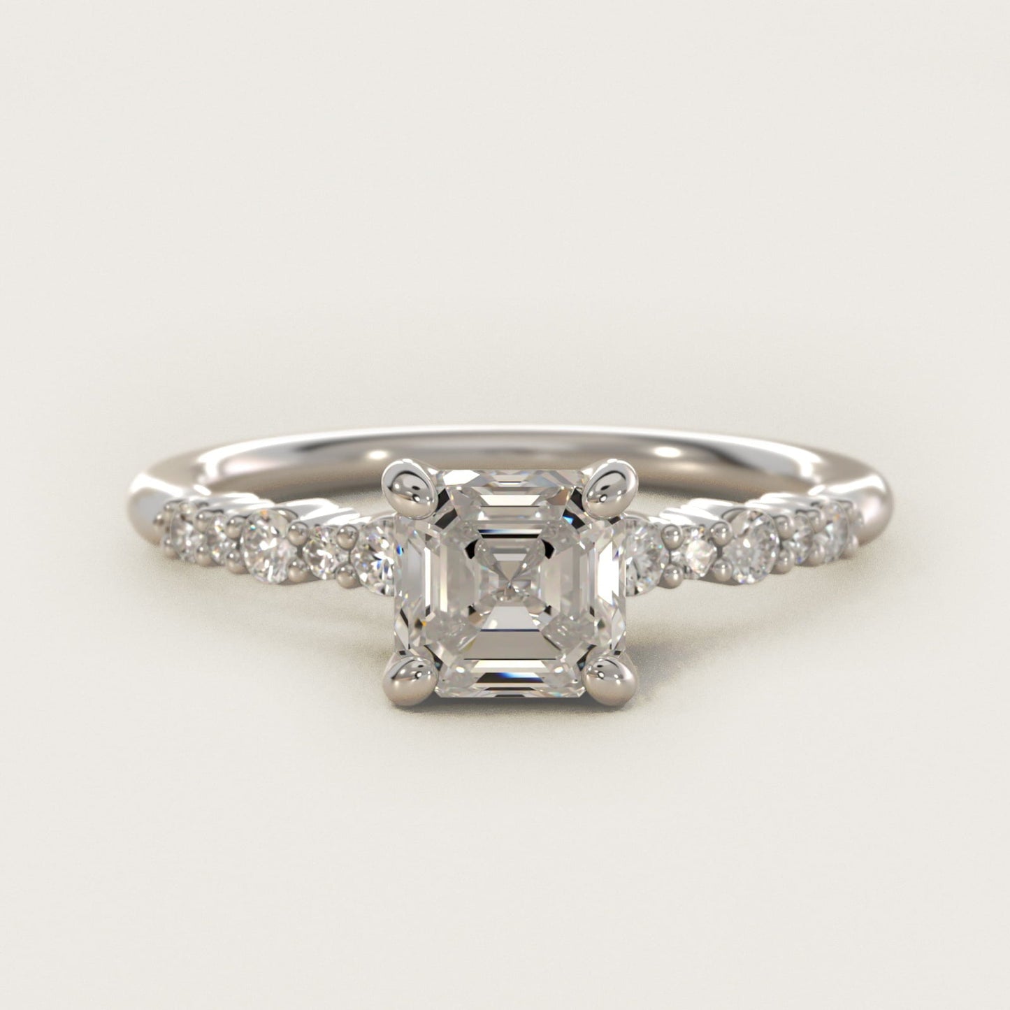 Crescendo Petite Diamond Engagement Ring in 18k White Gold (1/6 ct. tw.) - Asscher Center