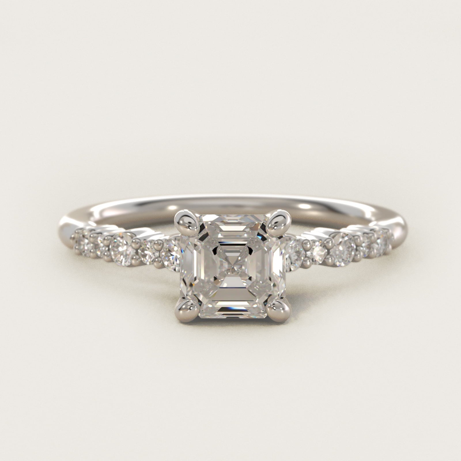 Crescendo Petite Diamond Engagement Ring in 18k White Gold (1/6 ct. tw.) - Asscher Center