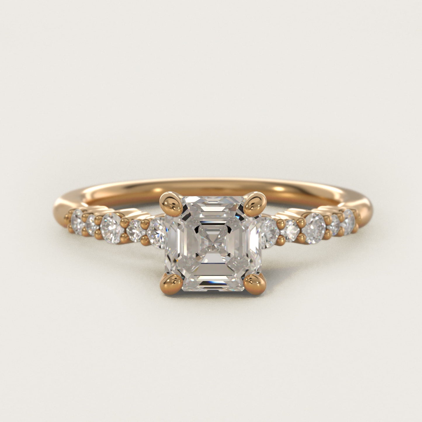 Crescendo Petite Diamond Engagement Ring in 14k Yellow Gold (1/6 ct. tw.) - Asscher Center
