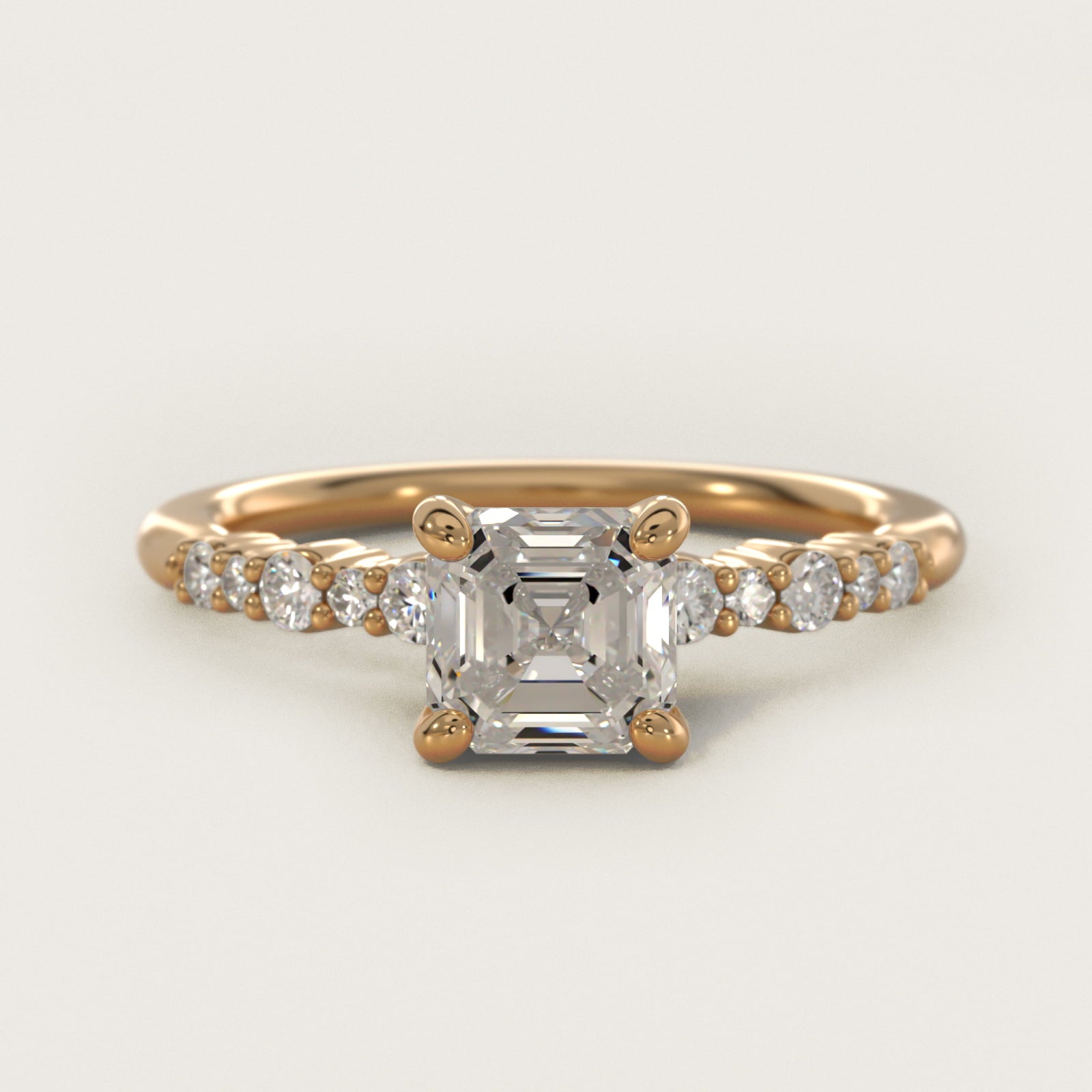 Crescendo Petite Diamond Engagement Ring in 14k Yellow Gold (1/6 ct. tw.) - Asscher Center