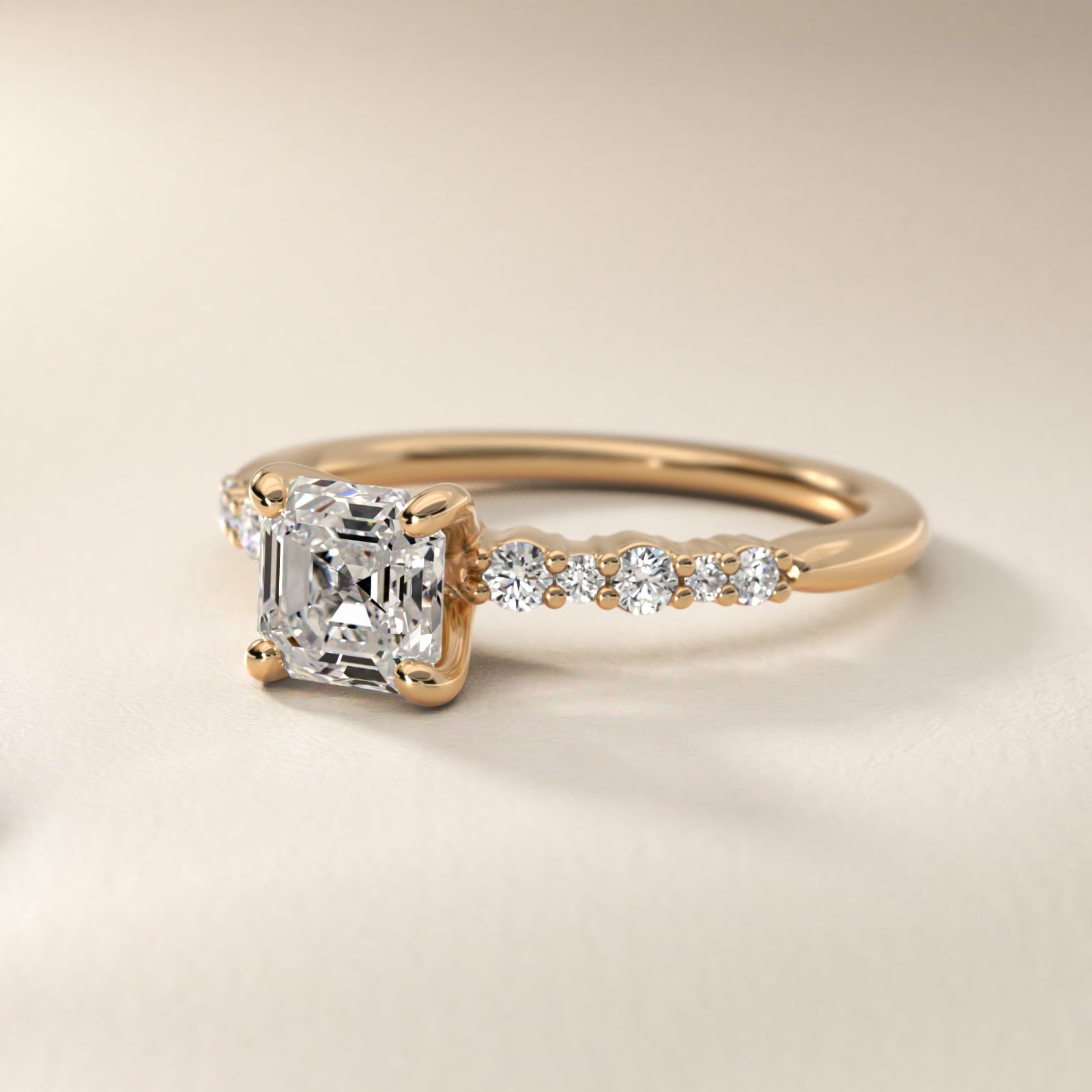 Crescendo Petite Diamond Engagement Ring in 18k Yellow Gold (1/6 ct. tw.) - Asscher Center