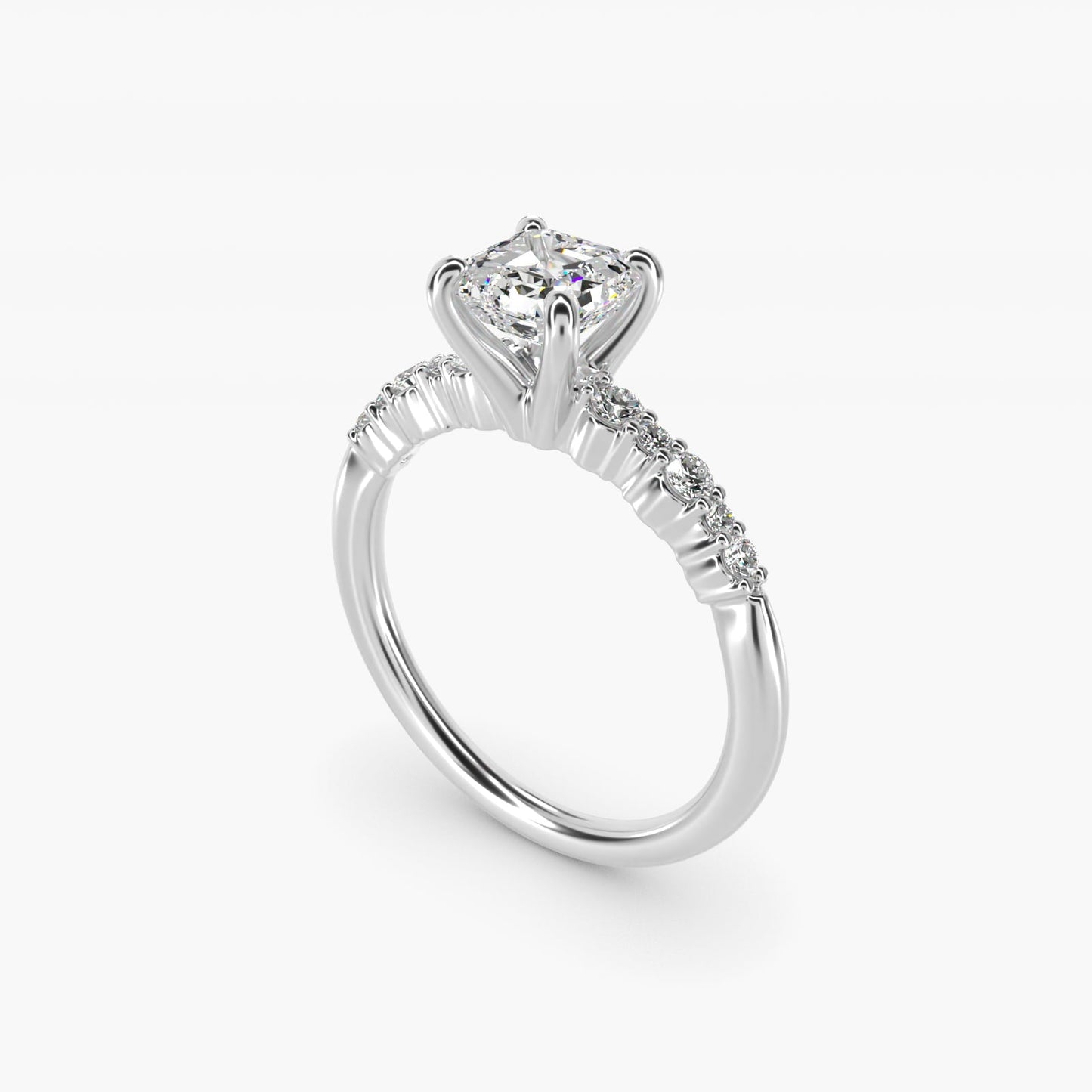 Crescendo Petite Diamond Engagement Ring in Platinum (1/6 ct. tw.) - Asscher Center