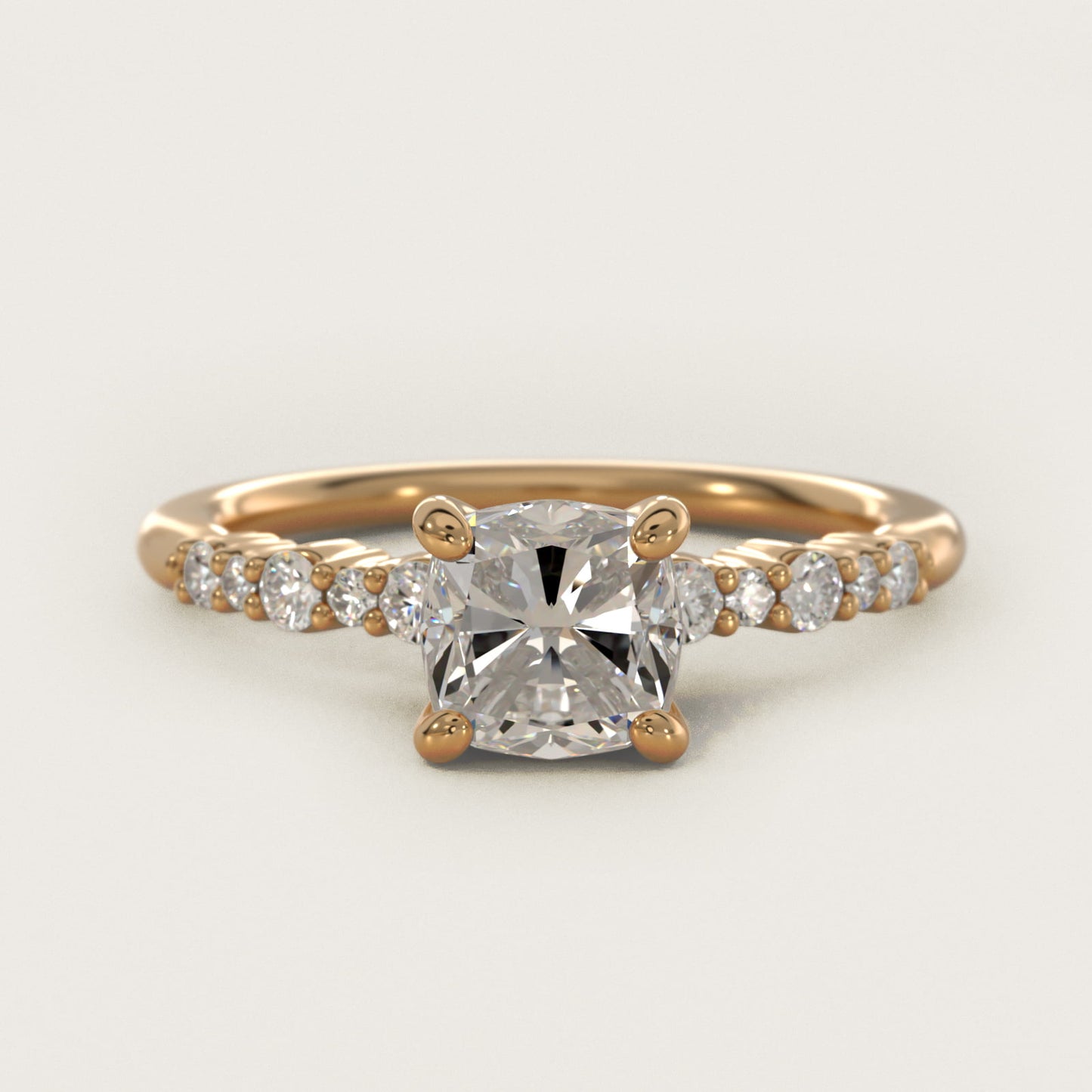 Crescendo Petite Diamond Engagement Ring in 14k Yellow Gold (1/6 ct. tw.) - Cushion Center